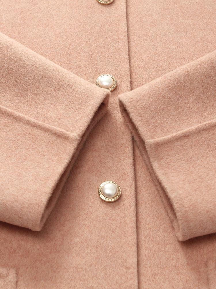 Pure Double-Faced Wool Round Neck Women Jacket Product Image