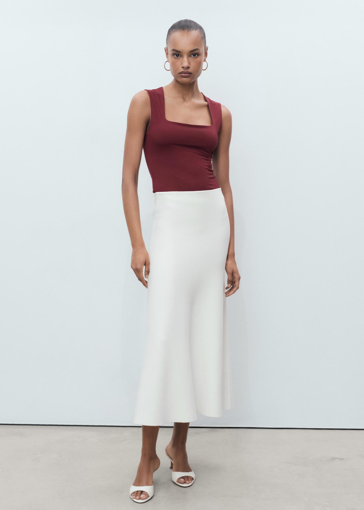 Fitted top with wide straps - Women | MANGO USA Product Image