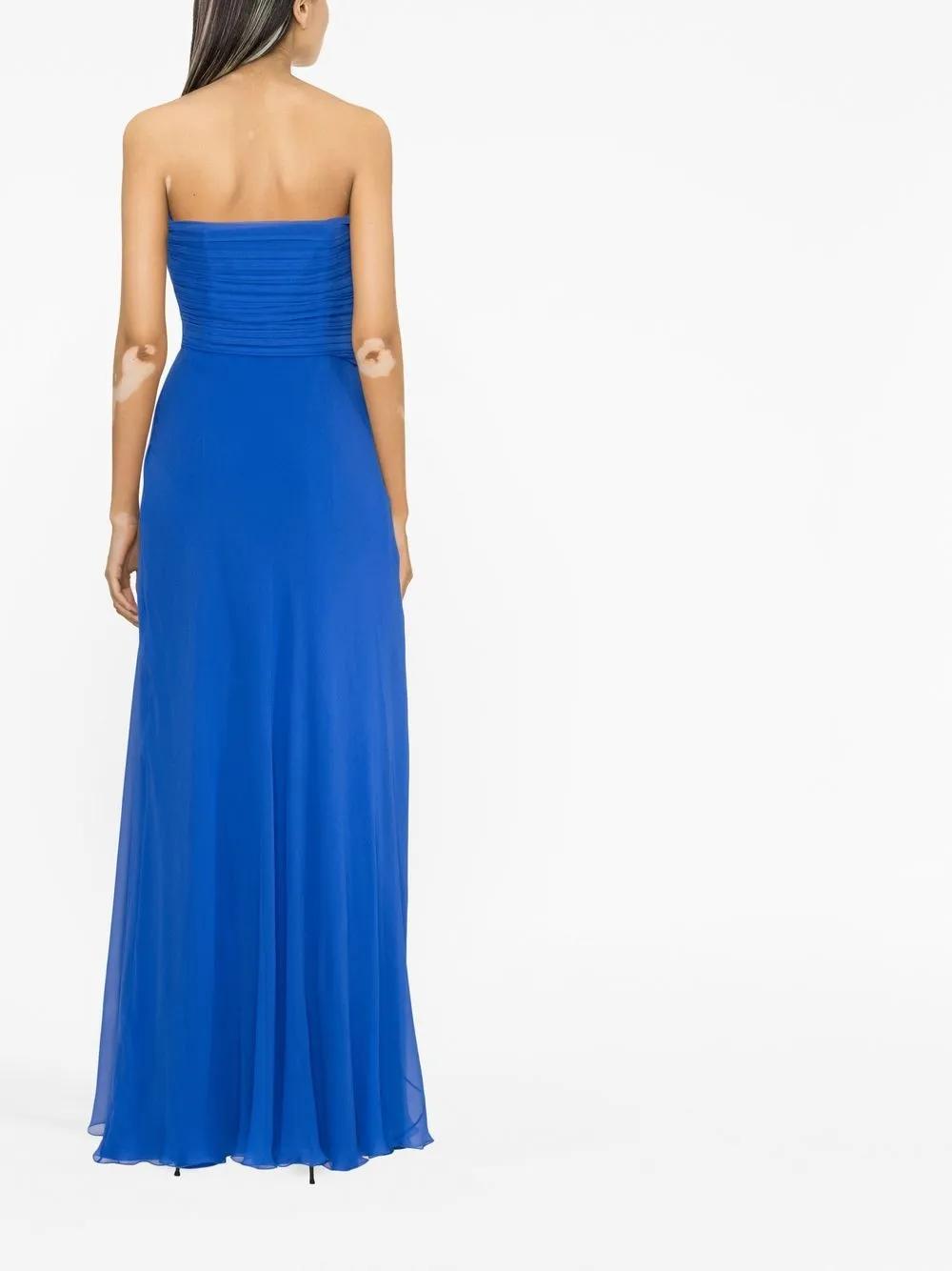 draped-detail strapless silk gown Product Image