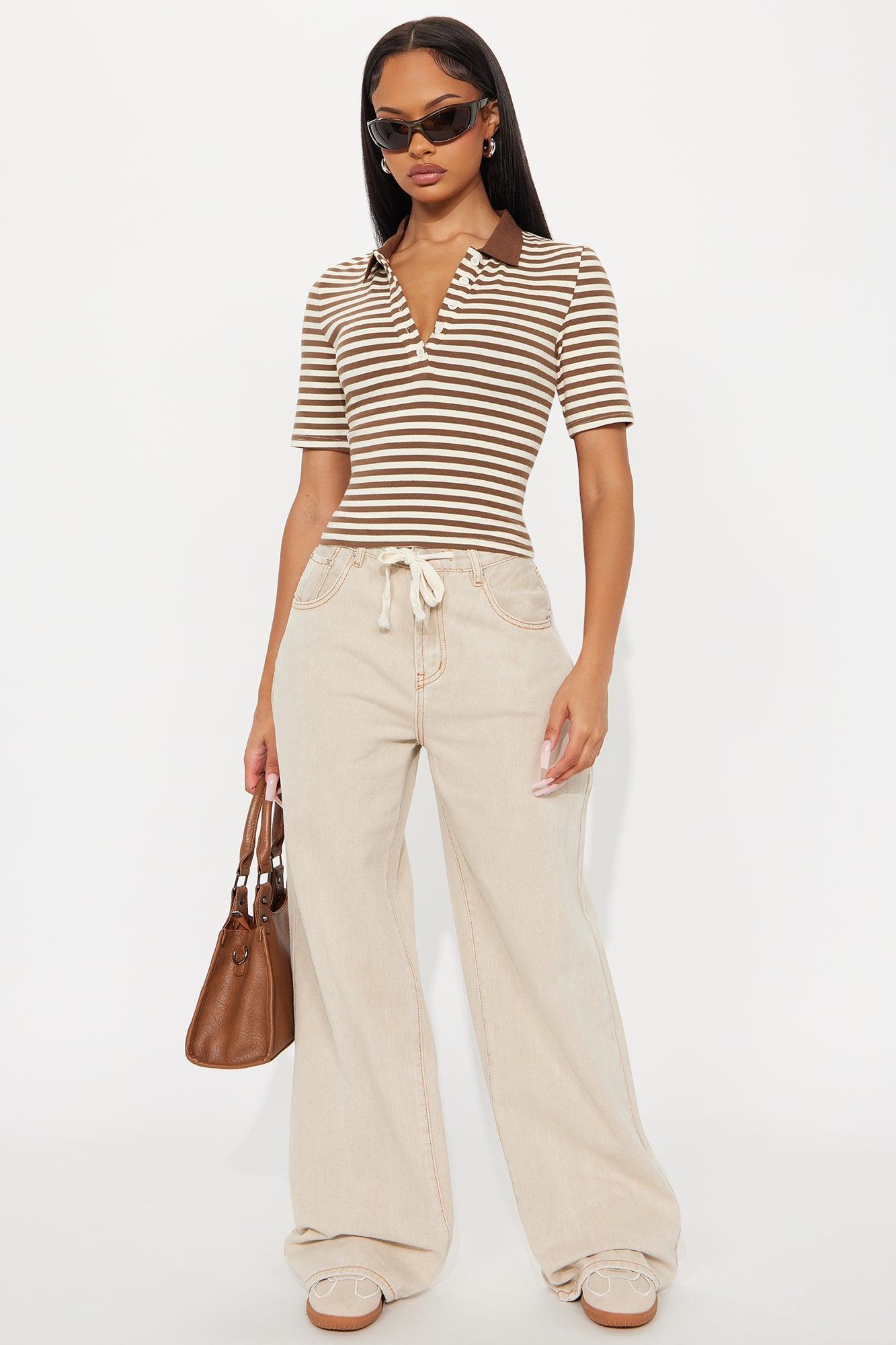 Nellie Stripped Shirt - Taupe/combo Product Image