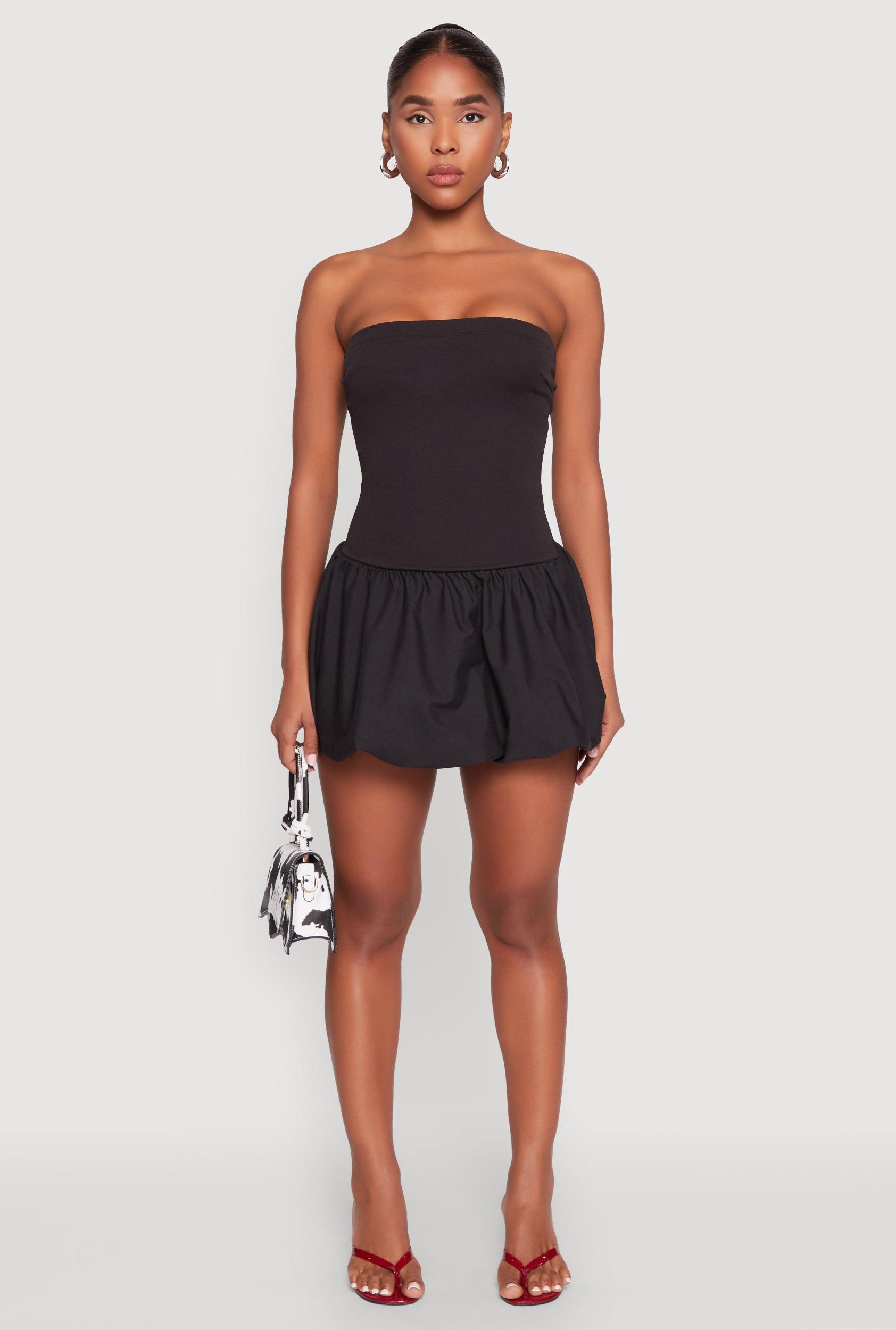 Womens Strapless Bubble Hem Mini Dress Product Image