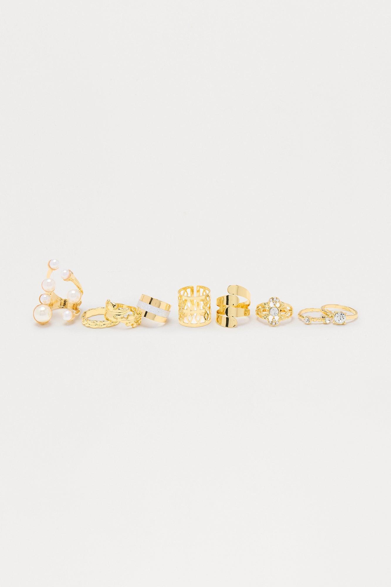 Hopes Up 9 Piece Ring Set - Gold Female Product Image