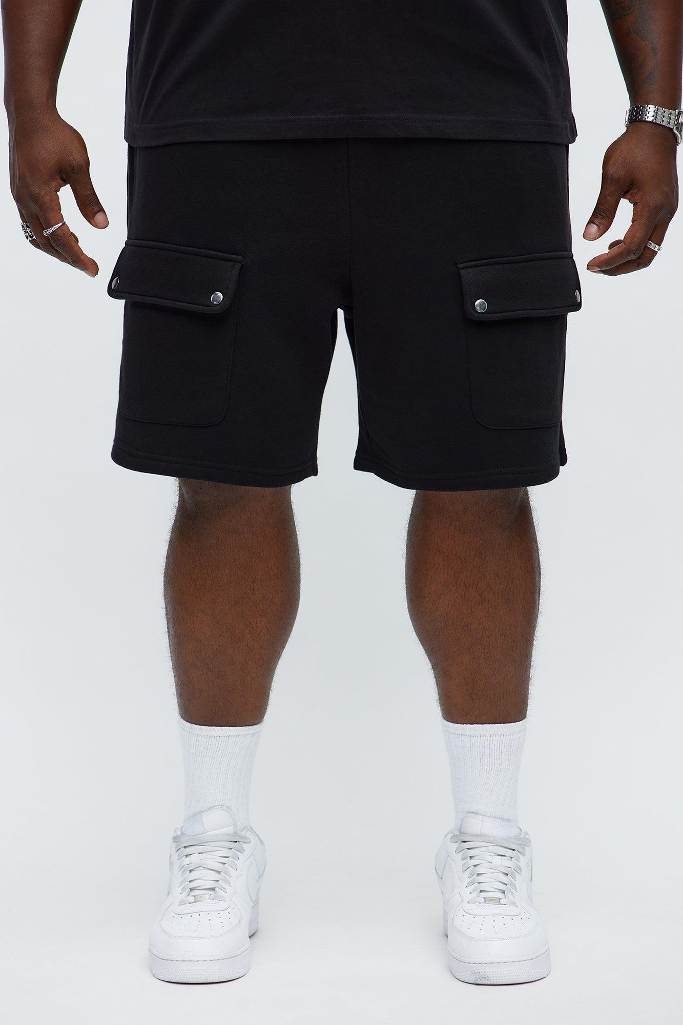 Tyson Relaxed Cargo Snap Shorts - Black Product Image