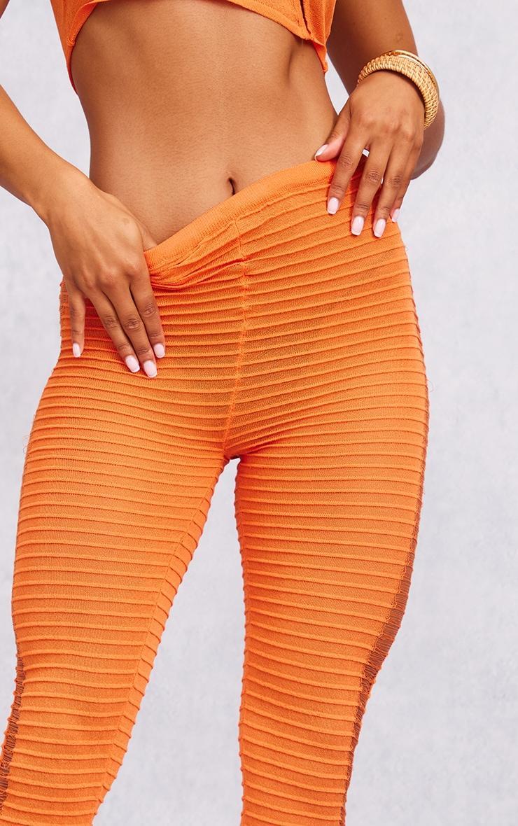 Orange Textured Sheer Knit Laddering Leggings Product Image