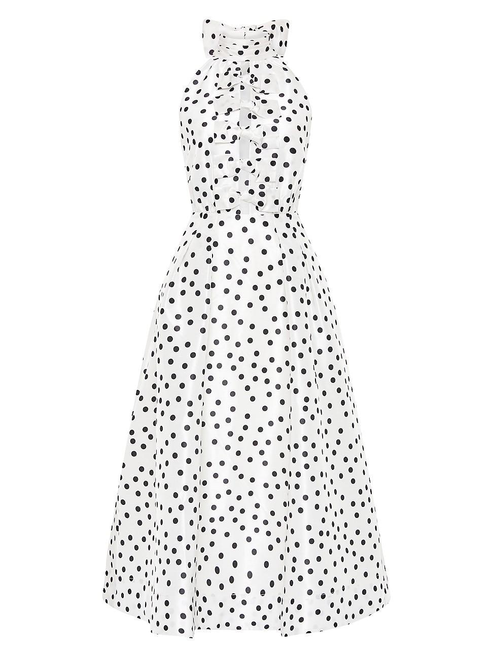 Womens Delia Polka dot Taffeta Halterneck Midi-Dress Product Image