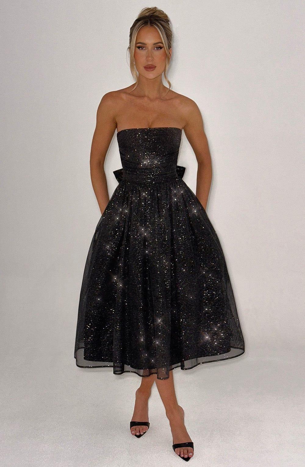 Marissa Midi Dress - Black Sparkle Product Image
