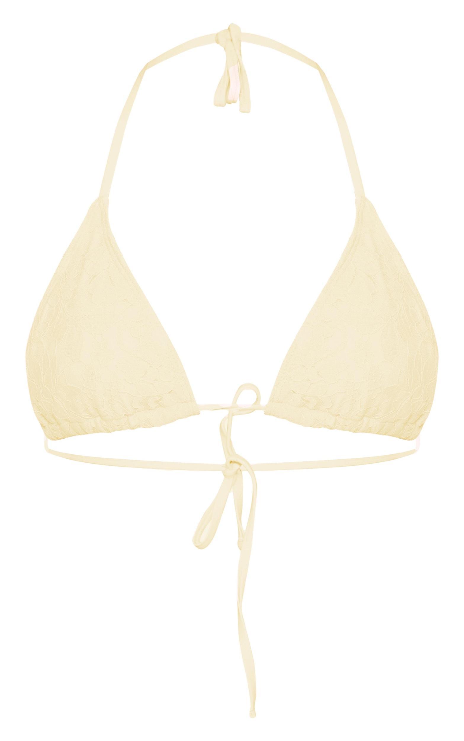 Cream Lace Triangle Bikini Top Product Image