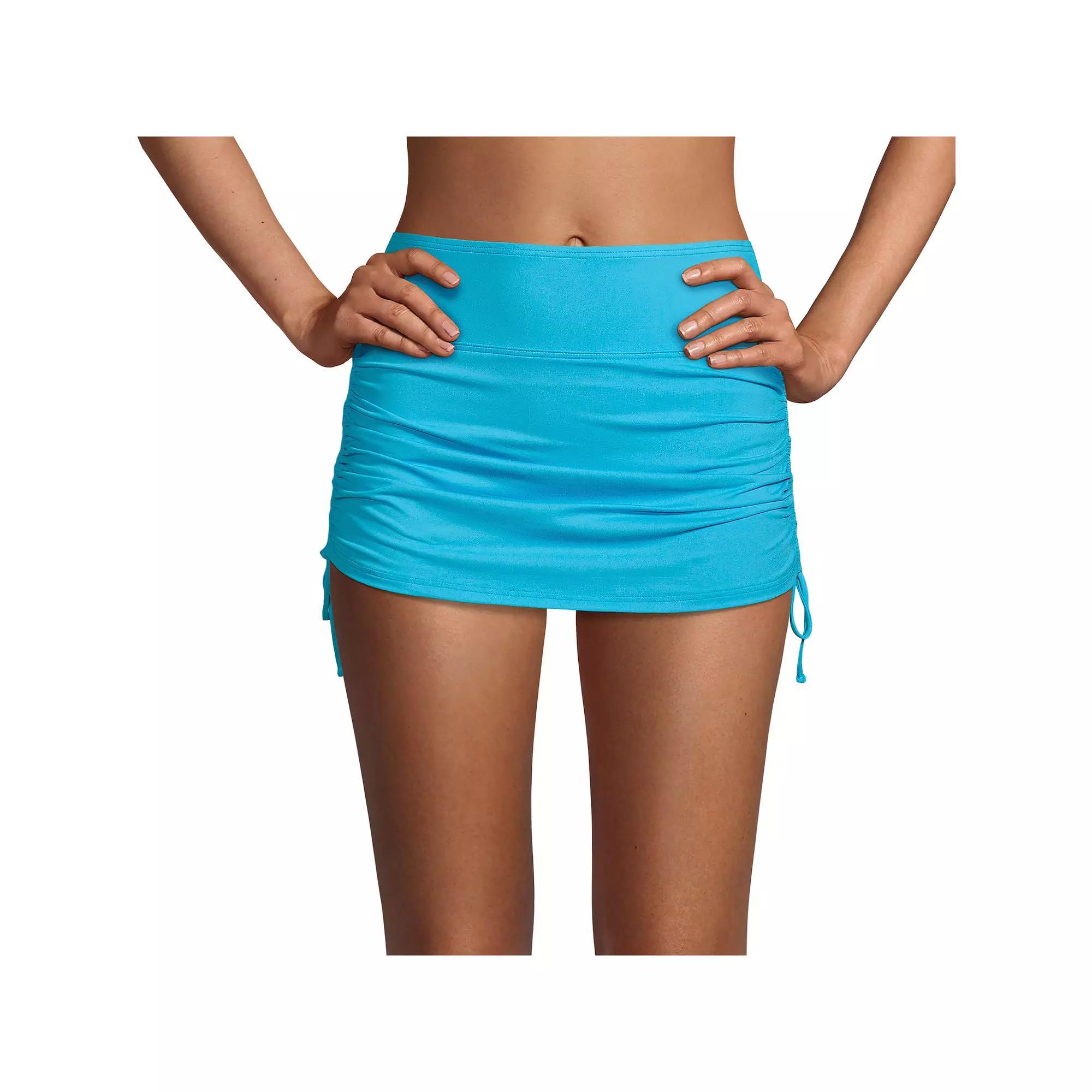 Women's Lands' End Tummy Control UPF 50 Ruched-Side Swim Skirt, Size: 4, Island Green Product Image