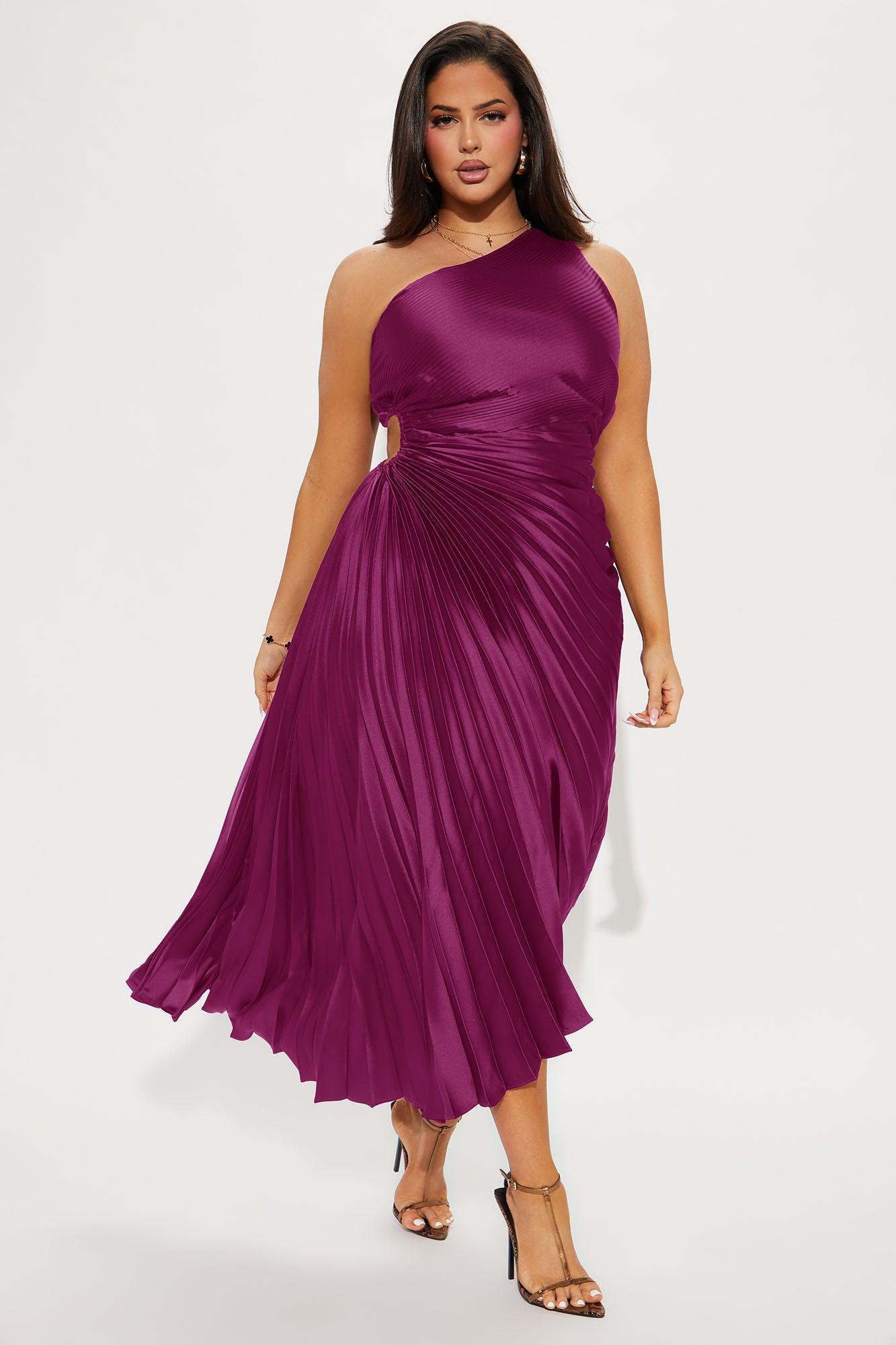 Belle Satin Maxi Dress - Magenta Product Image