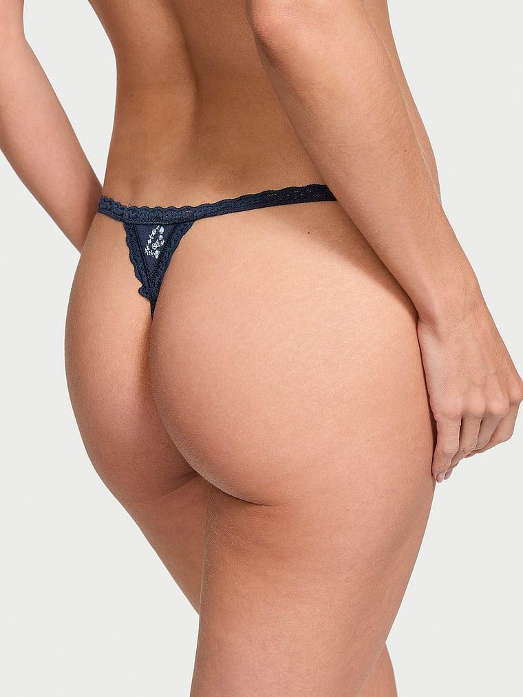 Lace-Trim Cotton V-String Panty Product Image