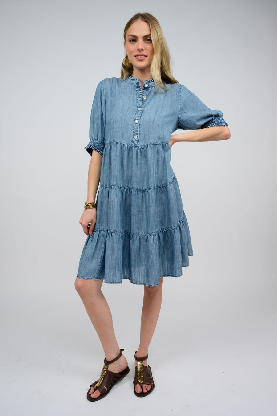 Denim Tiered Dress Product Image