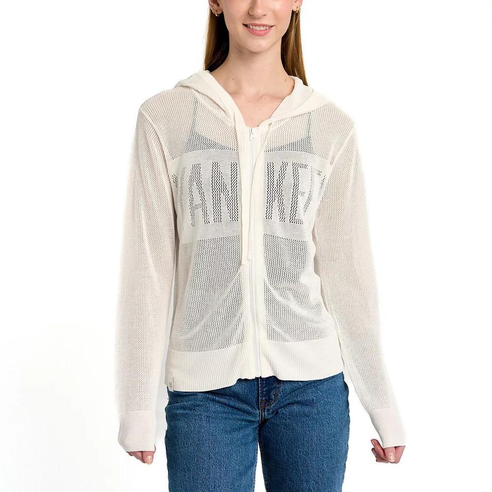 Women's Lusso Cream New York Yankees Summer Mesh Full-Zip Jacket, Size: Large, Beige Product Image