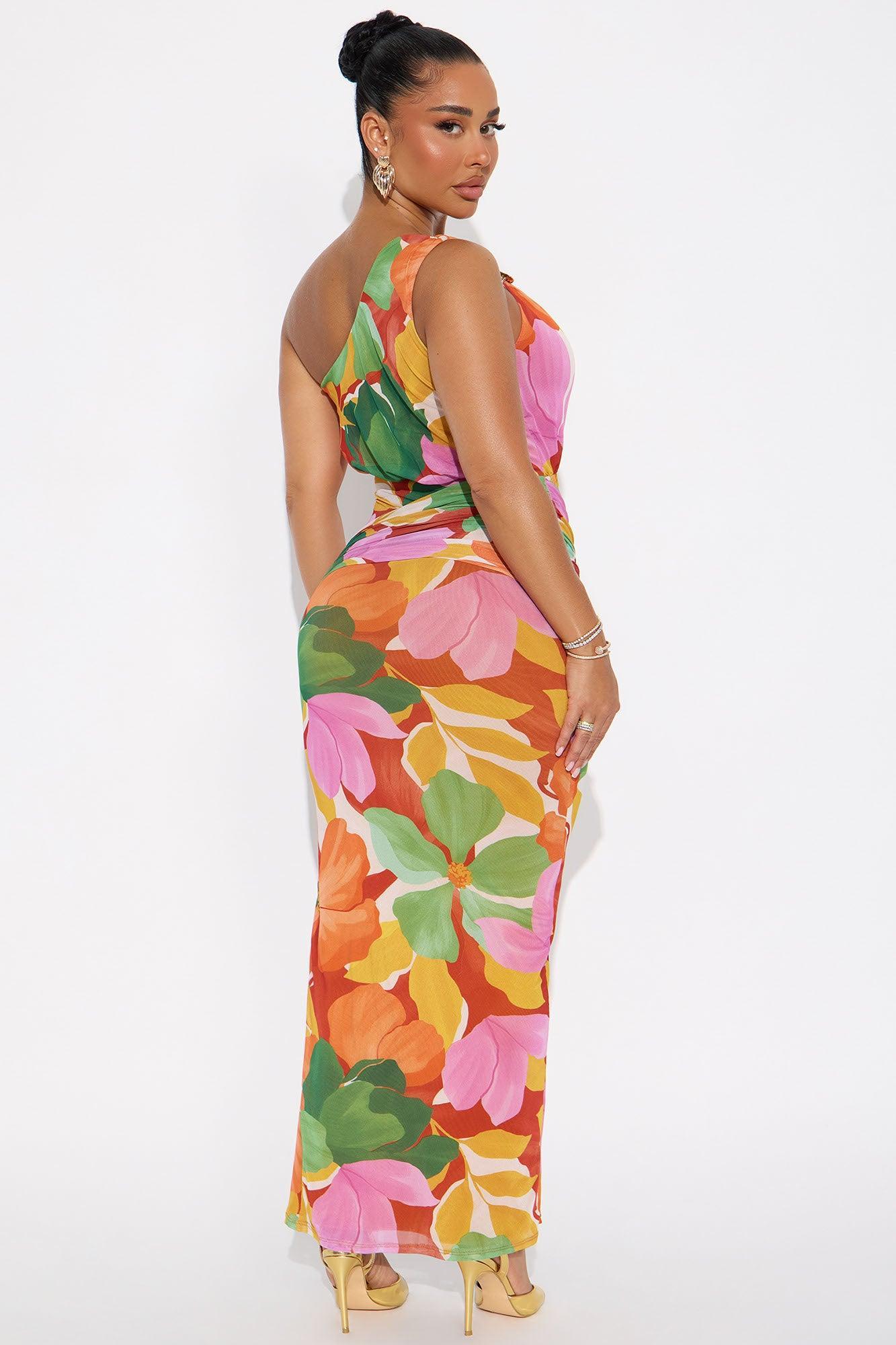 Khloe Floral Mesh Maxi Dress - Multi Color Product Image