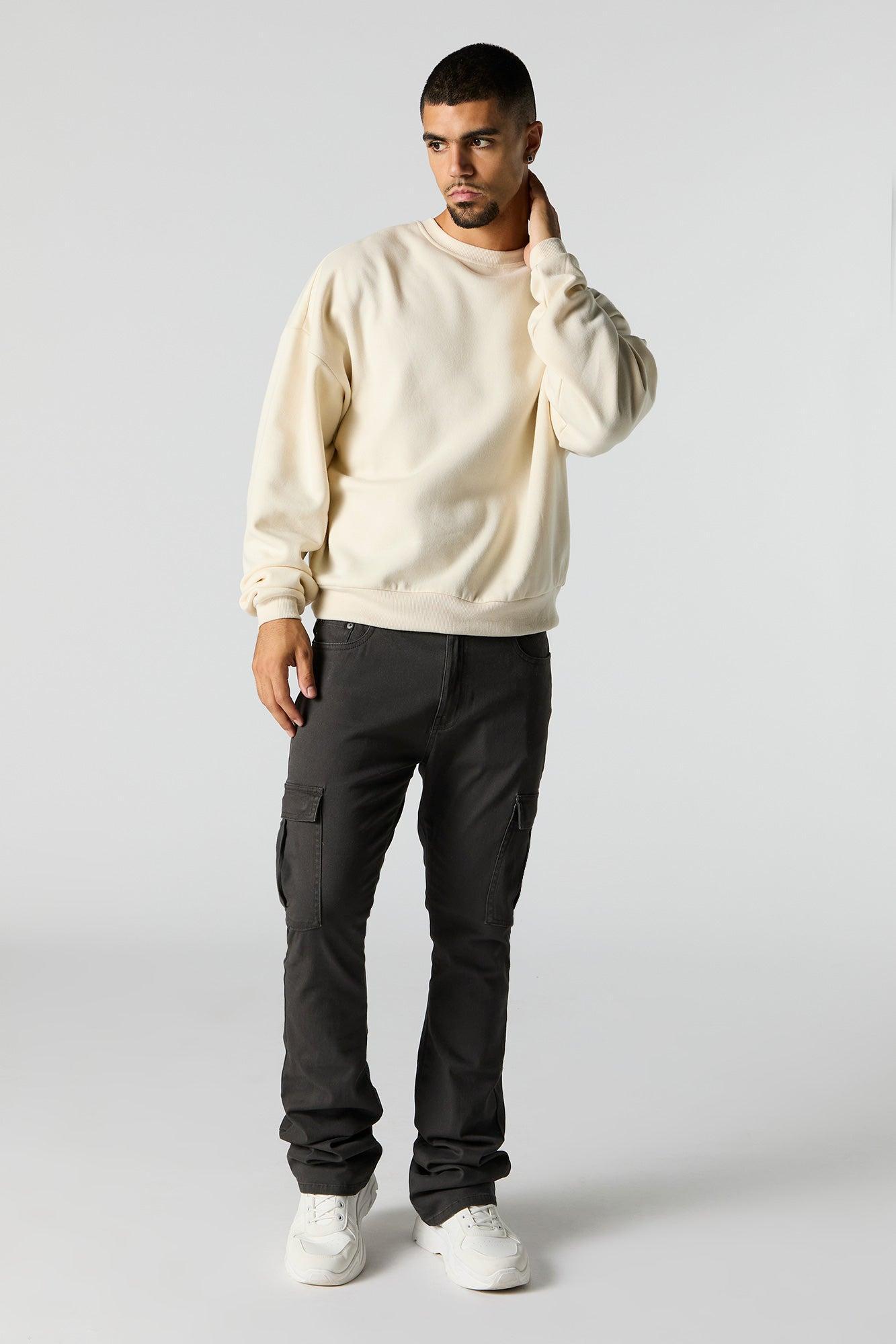 Boxy Crewneck Fleece Sweatshirt Male Product Image