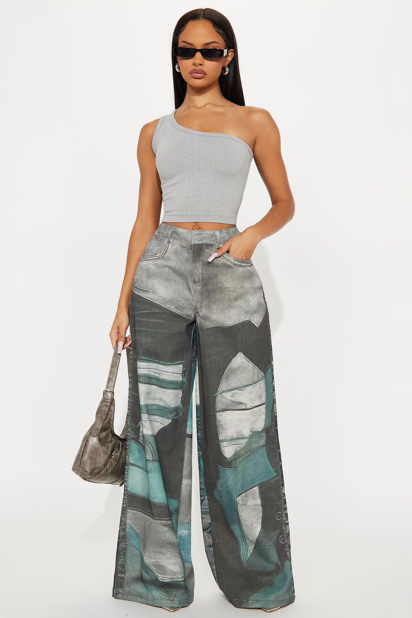 Amelia One Shoulder Seamless Top - Heather Grey Product Image