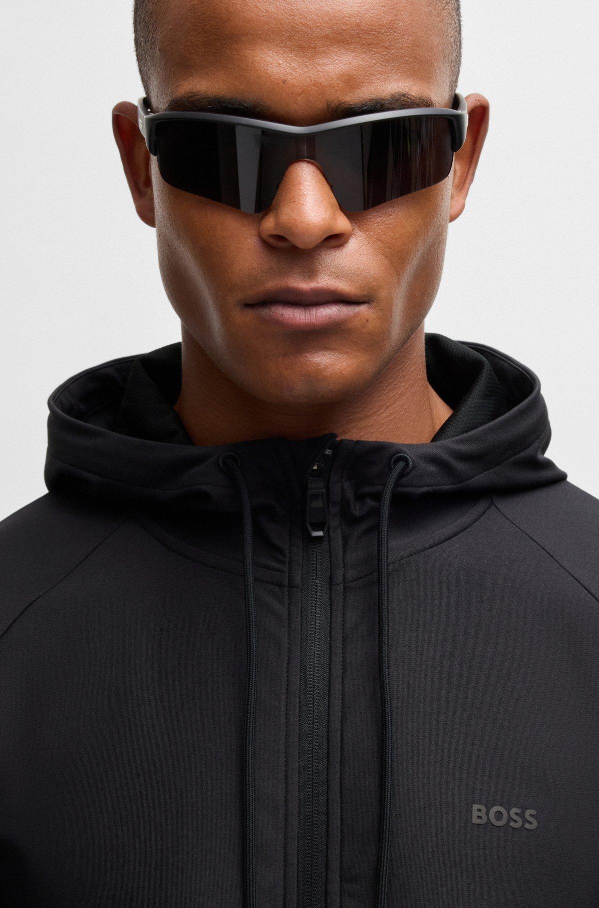 Active-stretch zip-up hoodie with logo detail Product Image