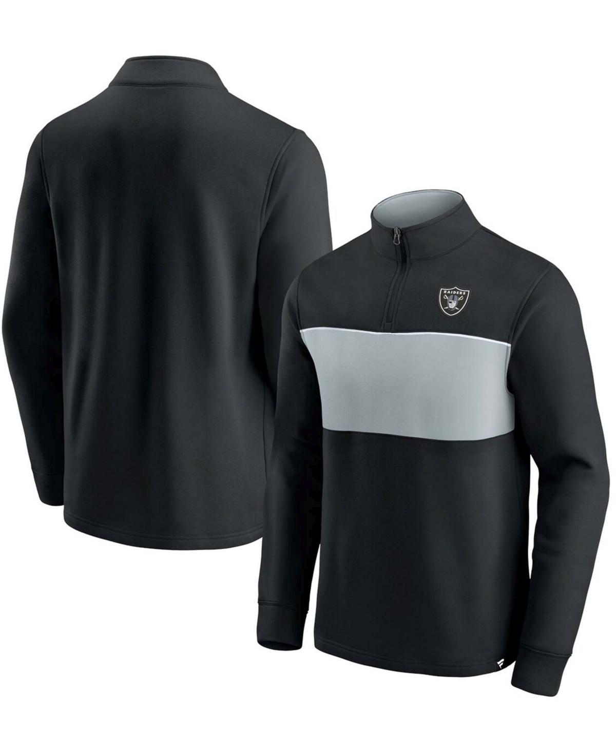 Men's Fanatics Branded Black/Silver Las Vegas Raiders Block Party Quarter-Zip Jacket, Size: Small, Lvr Black Product Image