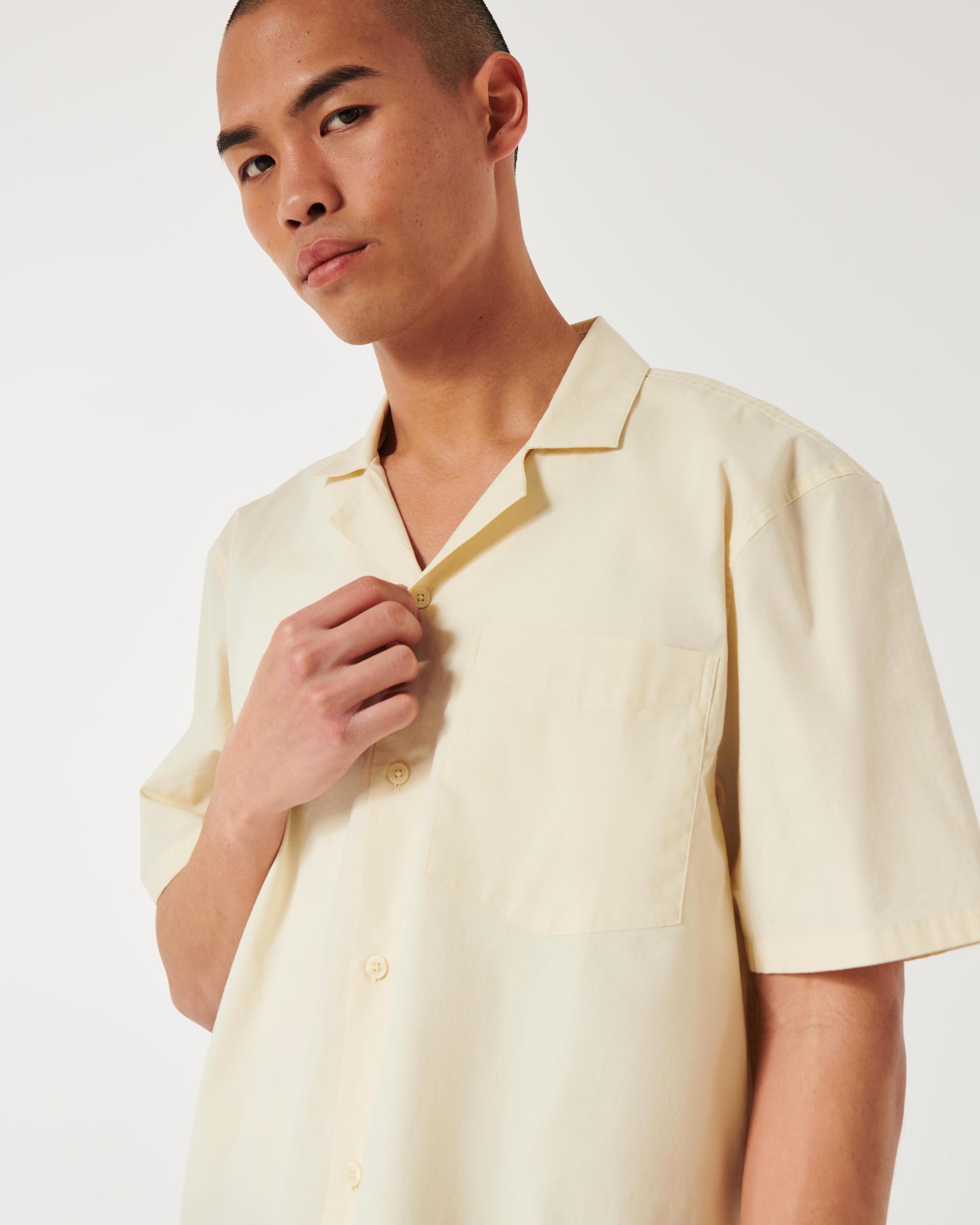 Boxy Cropped Short-Sleeve Poplin Shirt Product Image