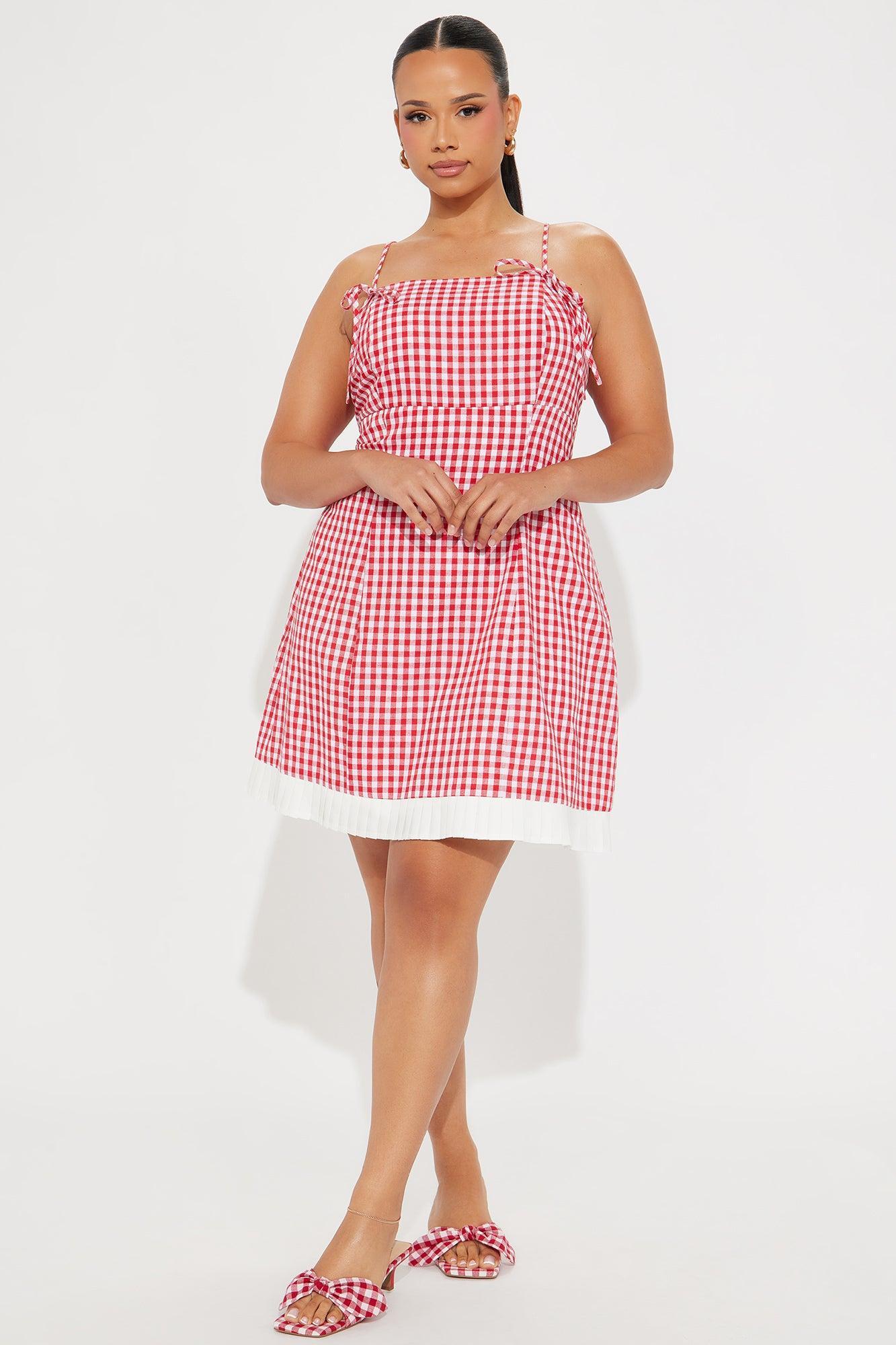 Gabby Gingham Mini Dress - Red/combo Product Image