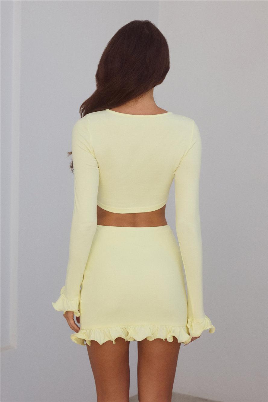 Summer Lush Long Sleeve Crop Top Yellow Product Image