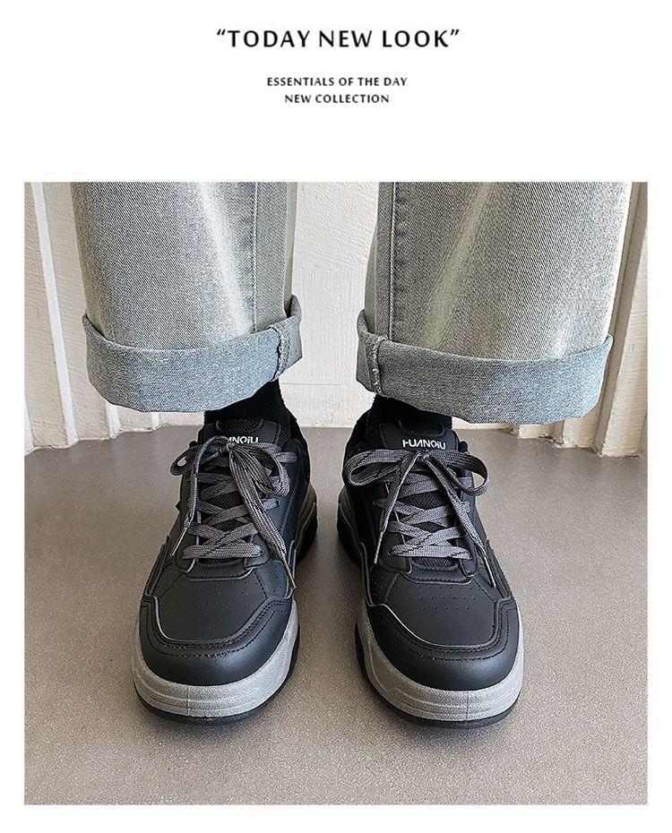 Lettering Platform Lace-Up Sneakers Product Image