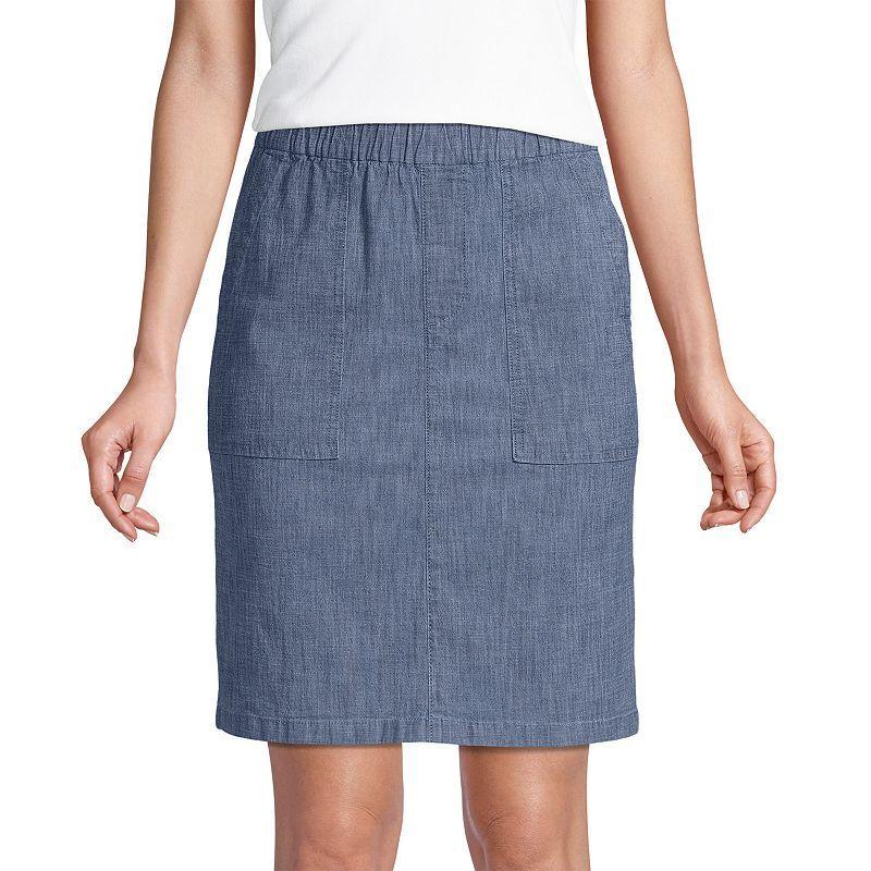 Petite Lands End Pull On Chino Skort, Womens Deep Blue Product Image
