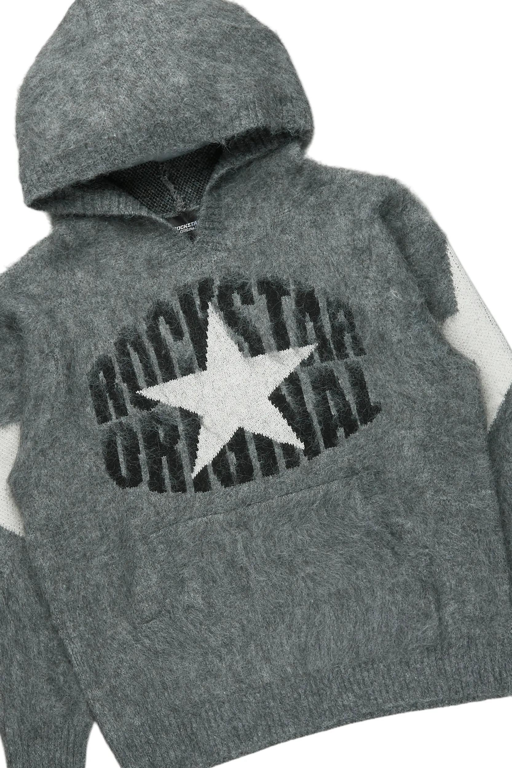 States Grey Mohair Hoodie/Baggy Fit Jean Bundle Male Product Image