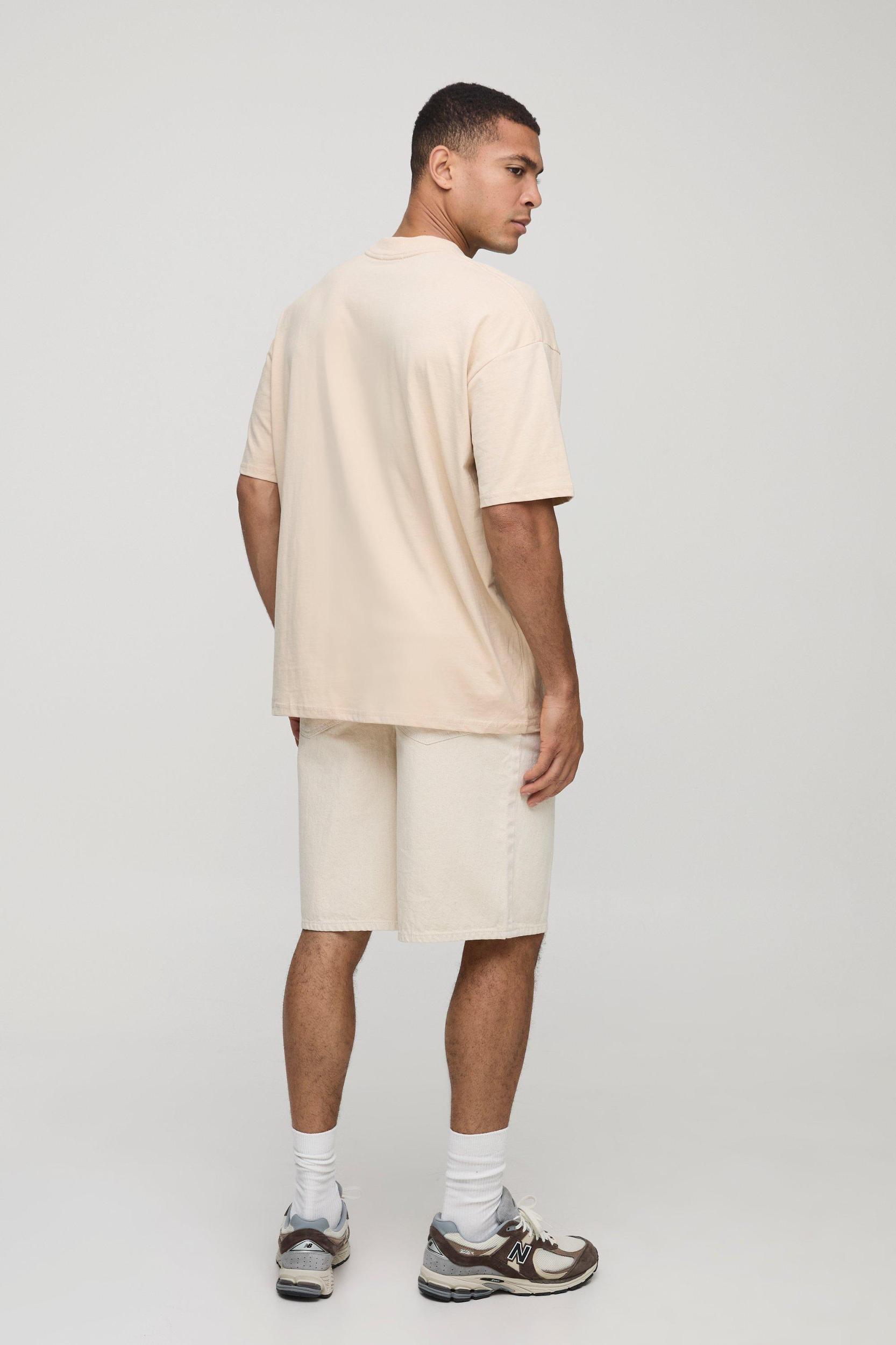 2 Pack Basic Oversized Heavyweight Extended Neck T-Shirts | boohooMAN USA Product Image