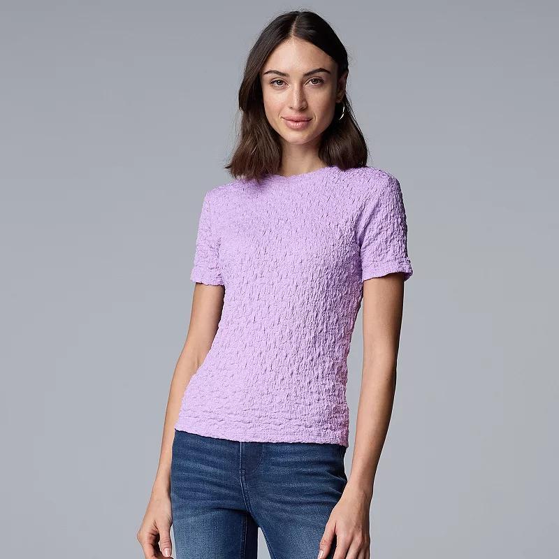 Women's Simply Vera Vera Wang Textured Tee, Size: Large, Vera Cerulean Blue Product Image