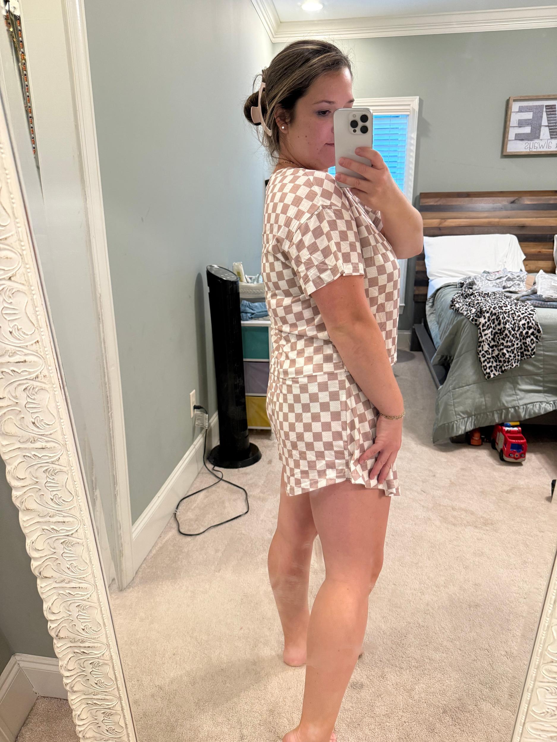 Preorder Check Skort Set Product Image