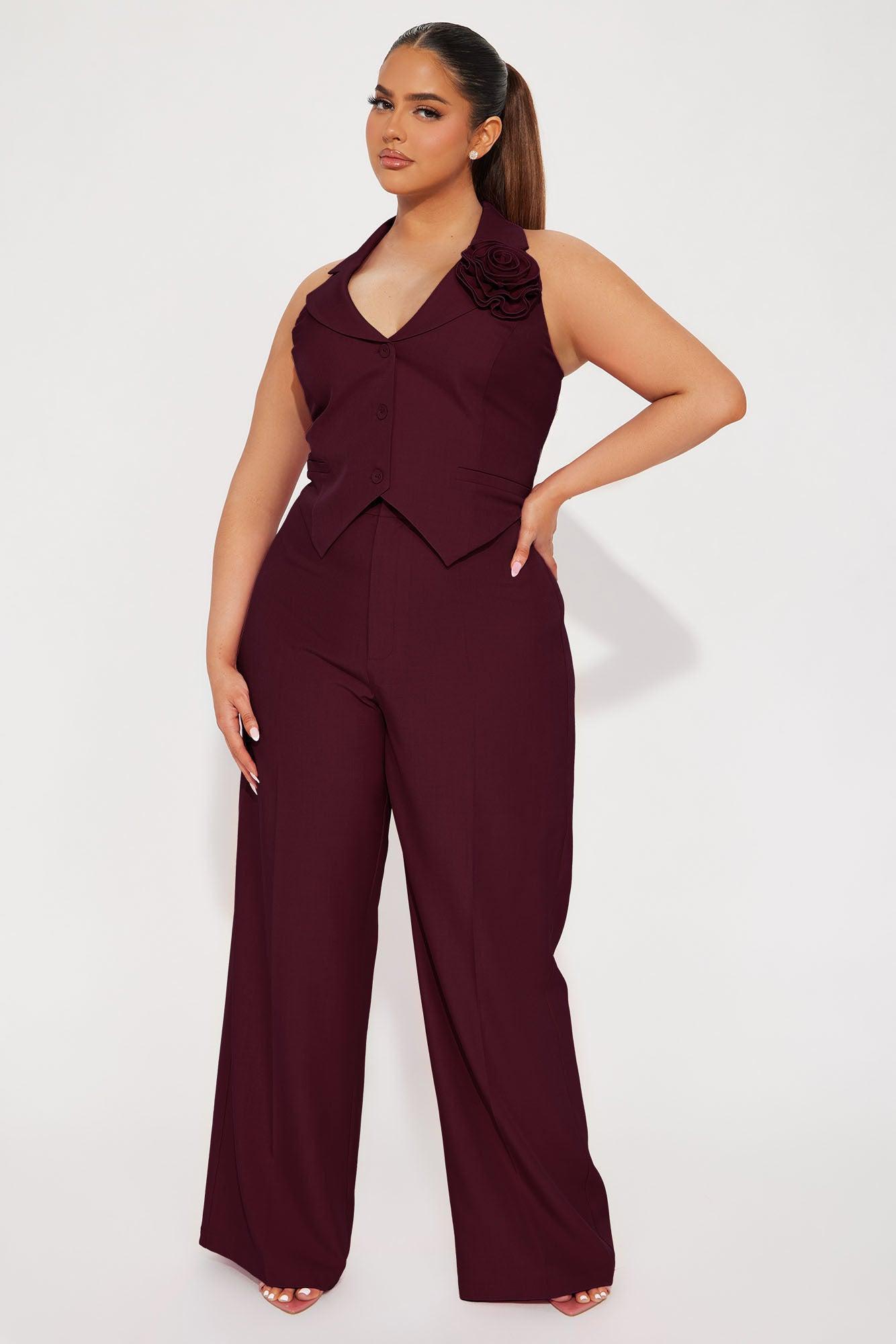 Elle Pant Set - Burgundy Product Image