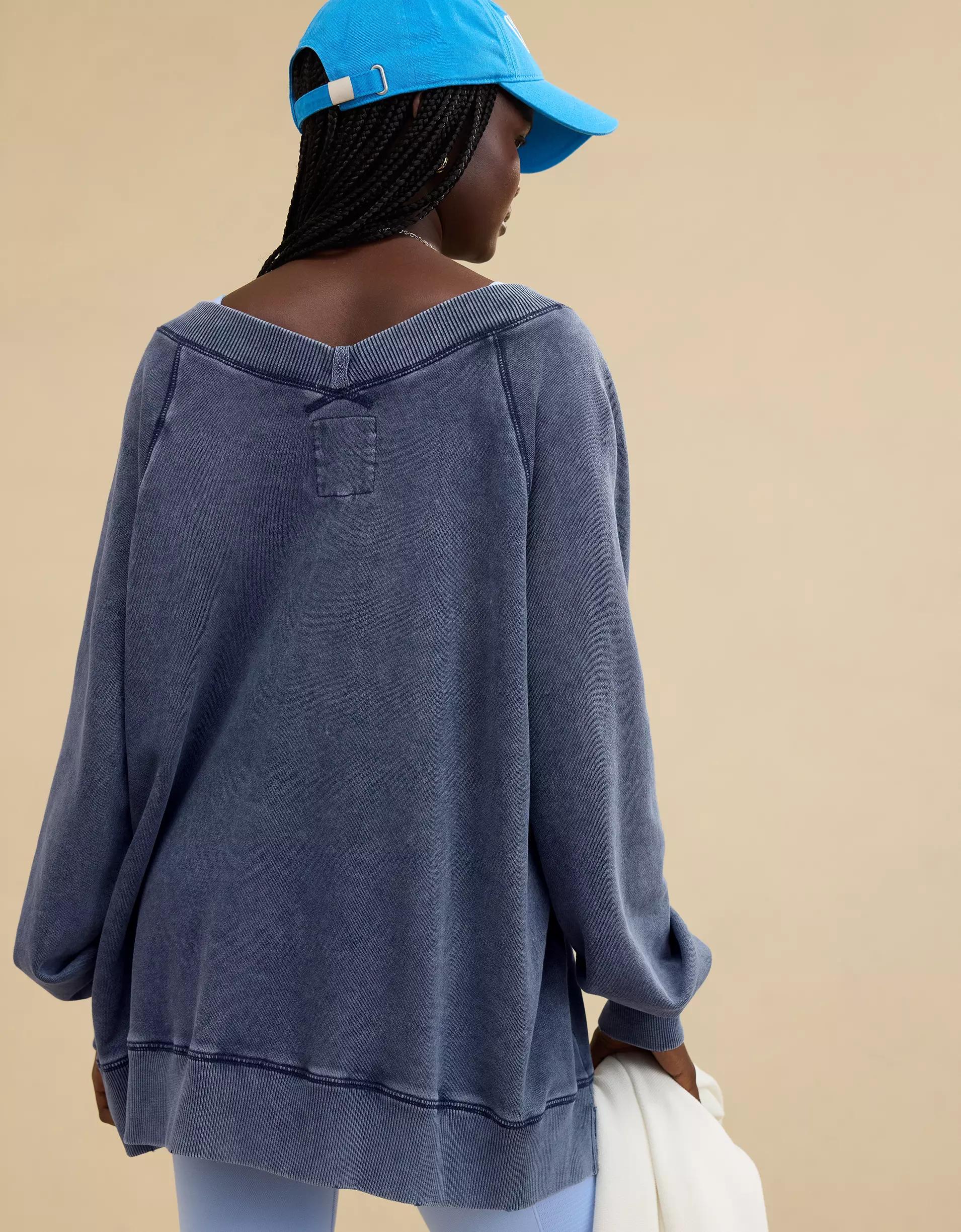 Aerie Downtime V-Neck Sweatshirt Product Image