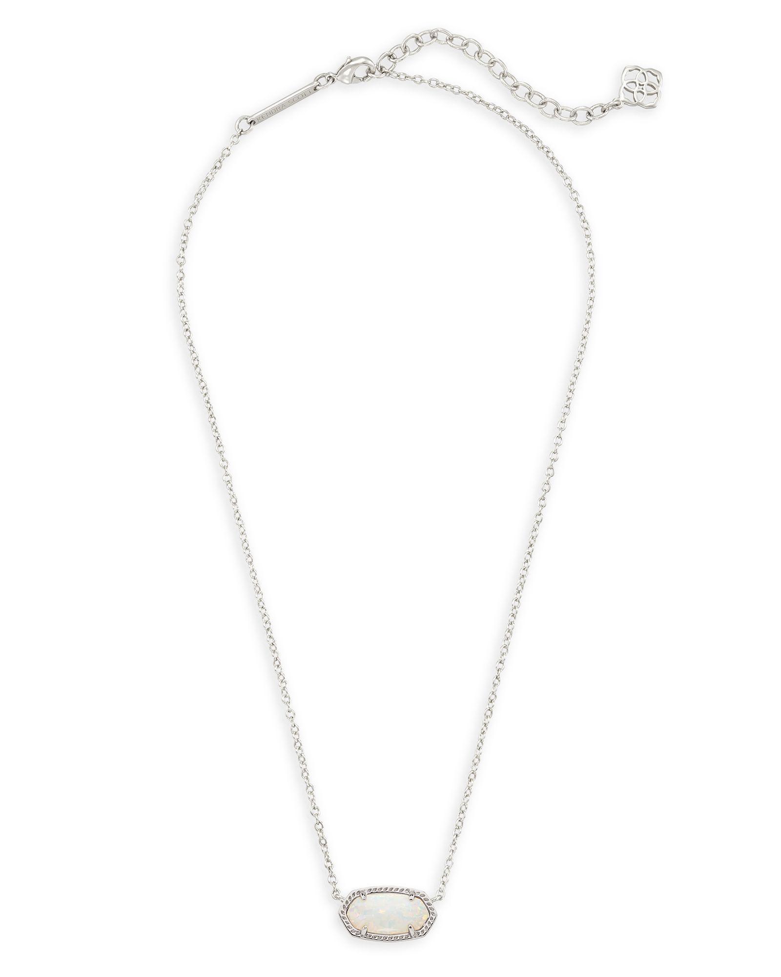 Elisa Silver Pendant Necklace in White Kyocera Opal Product Image