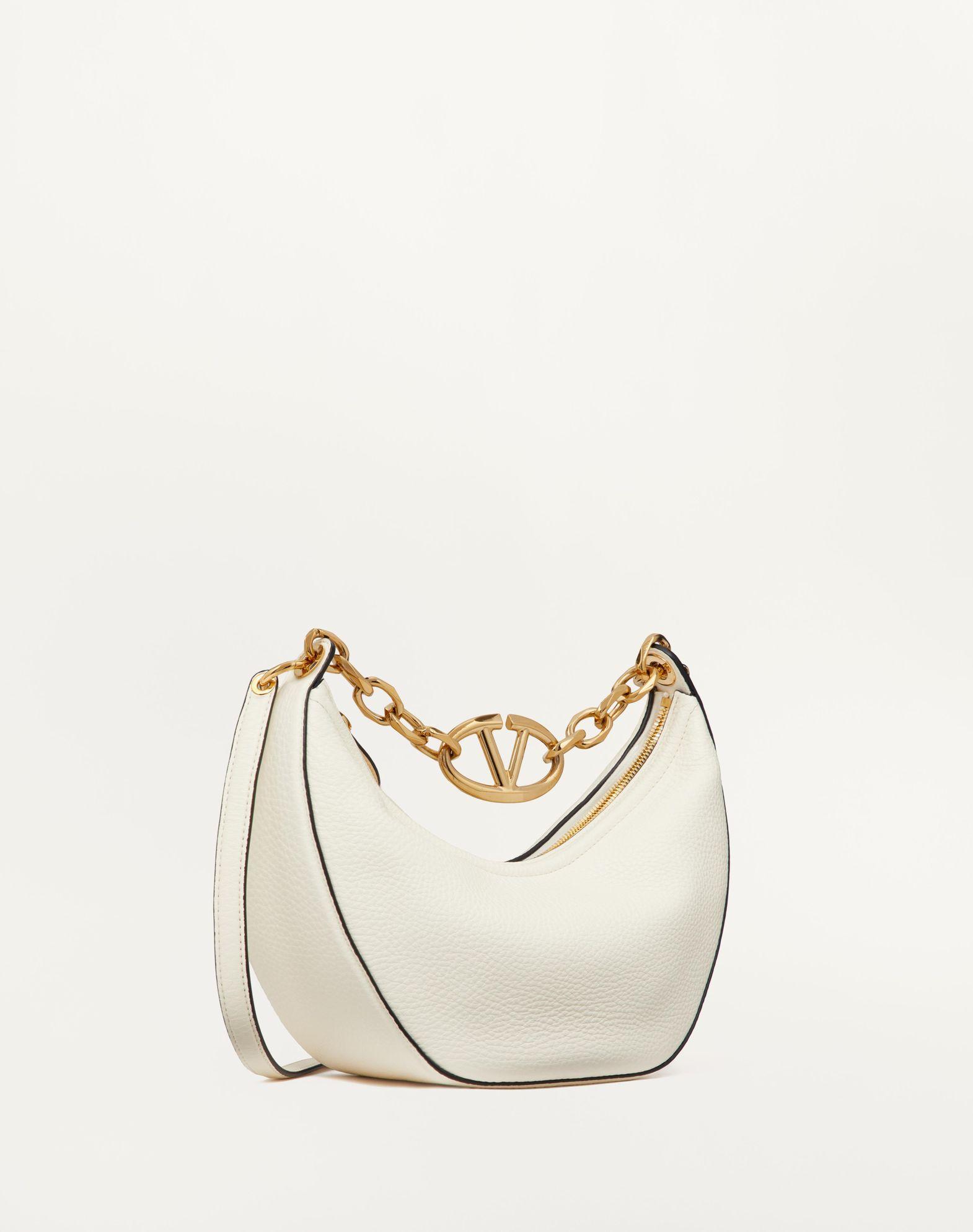 Small Vlogo Moon Hobo Bag In Grainy Calfskin With Chain Product Image