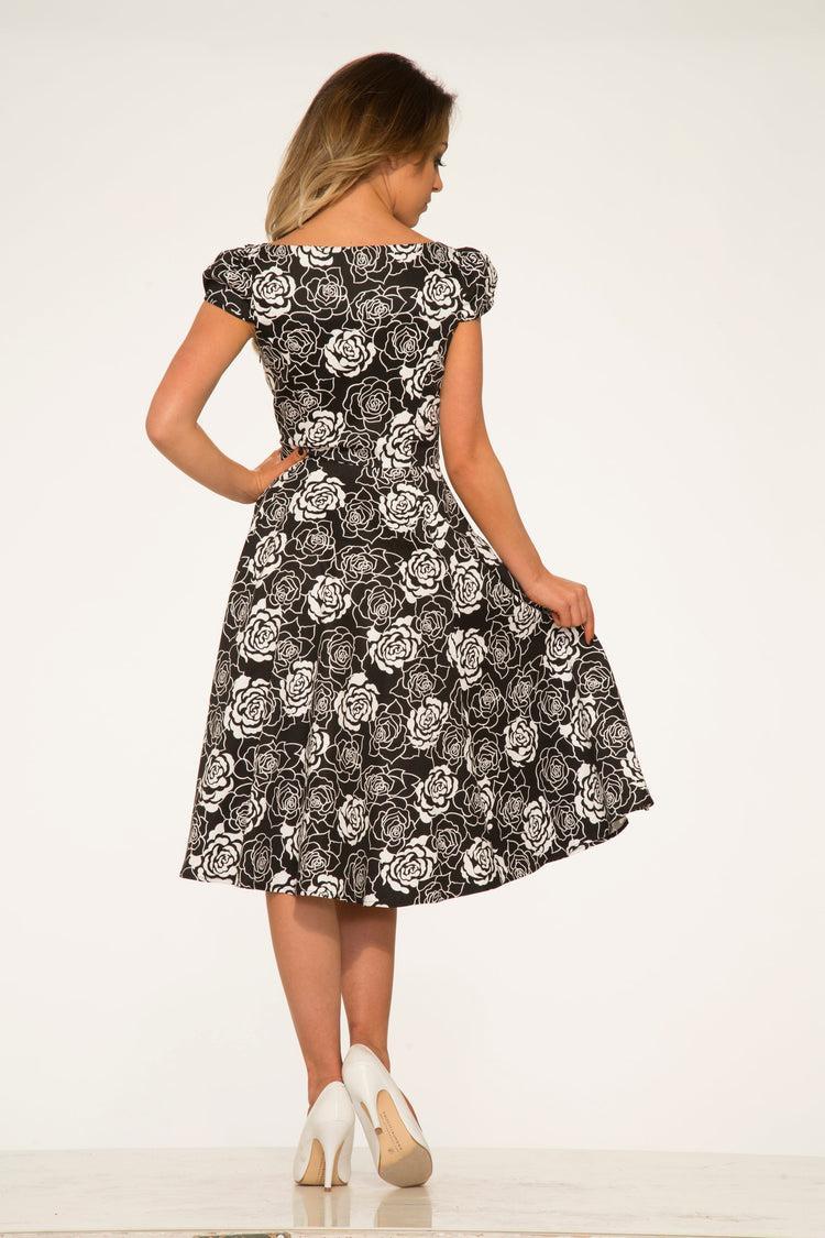 Black & White Rose Swing Dress Product Image