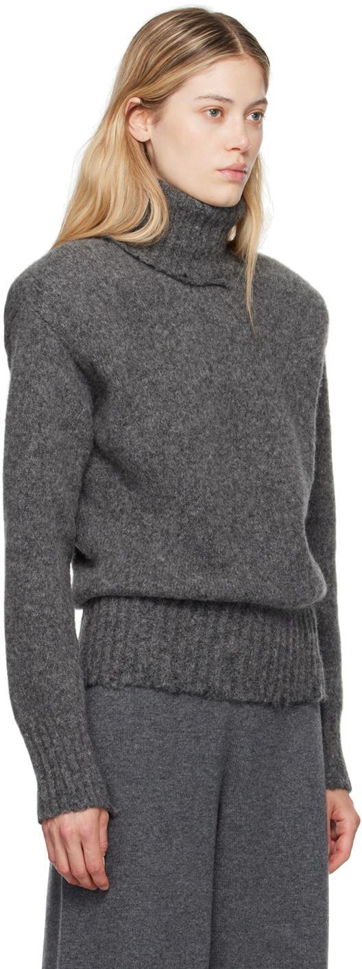 STELLA MCCARTNEY Gray Distressed Turtleneck In 1267 Dark Grey Melan Product Image