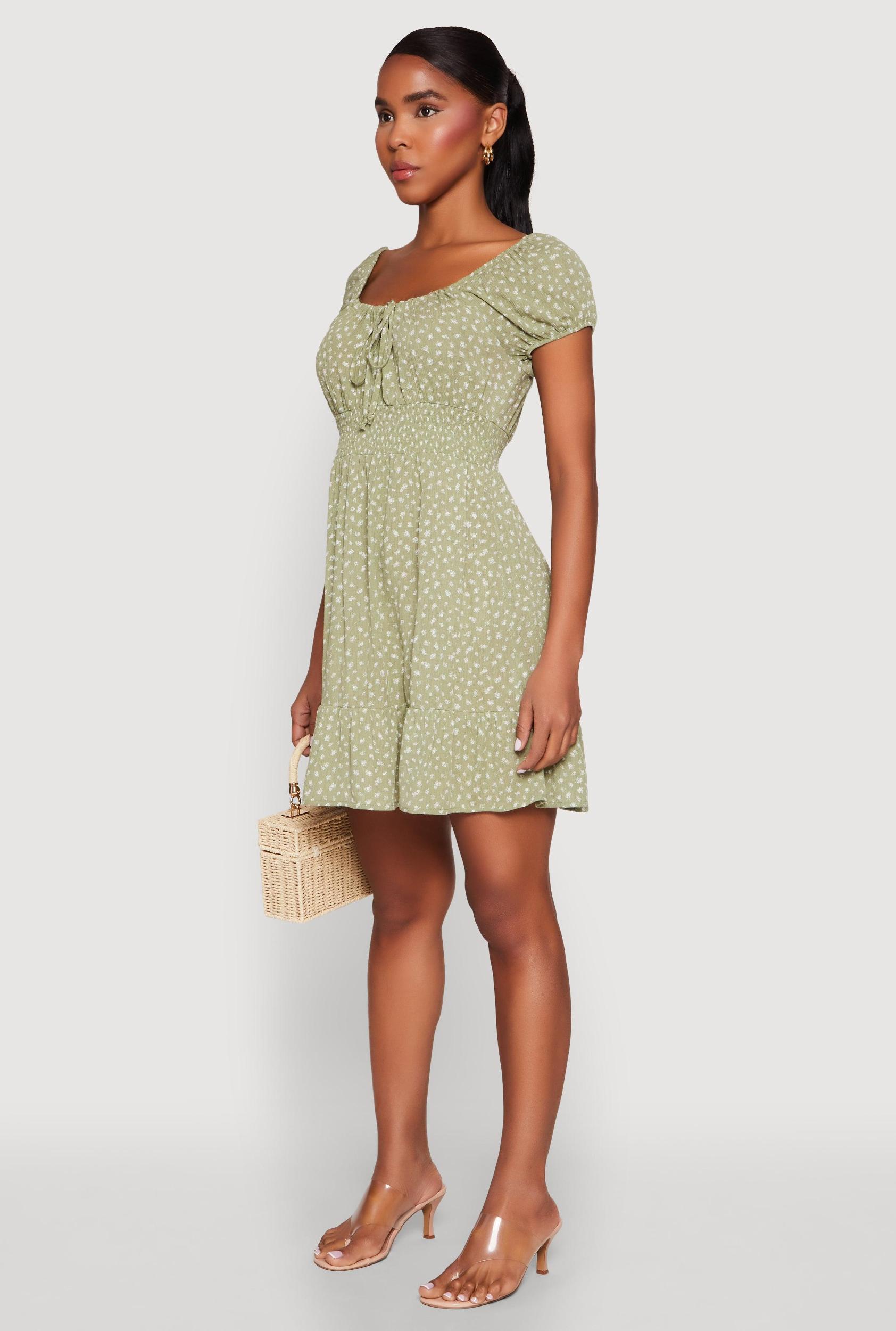 Womens Floral Peasant Mini Dress Product Image