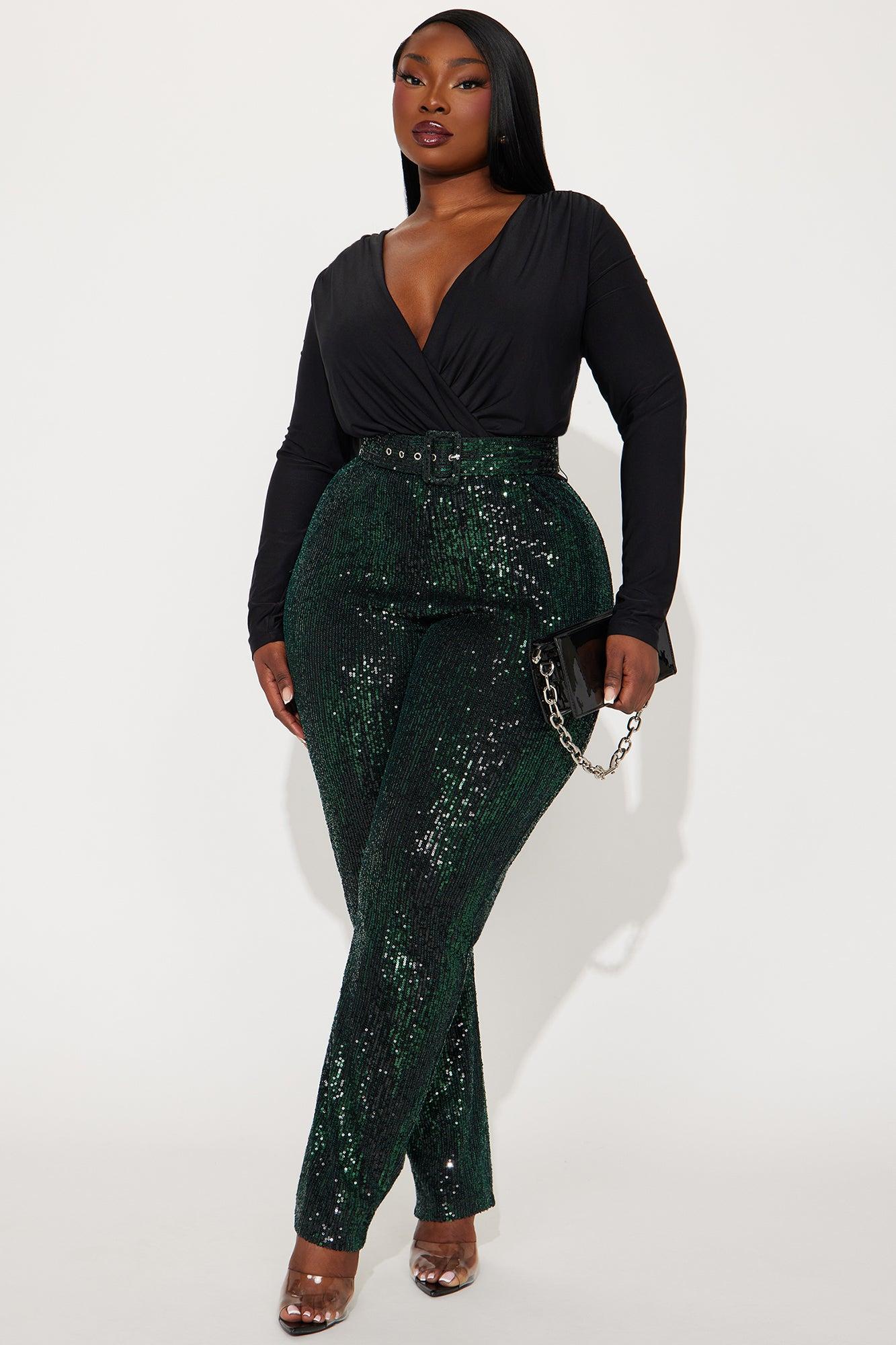 Shine For You Sequin Jumpsuit  - Hunter Product Image