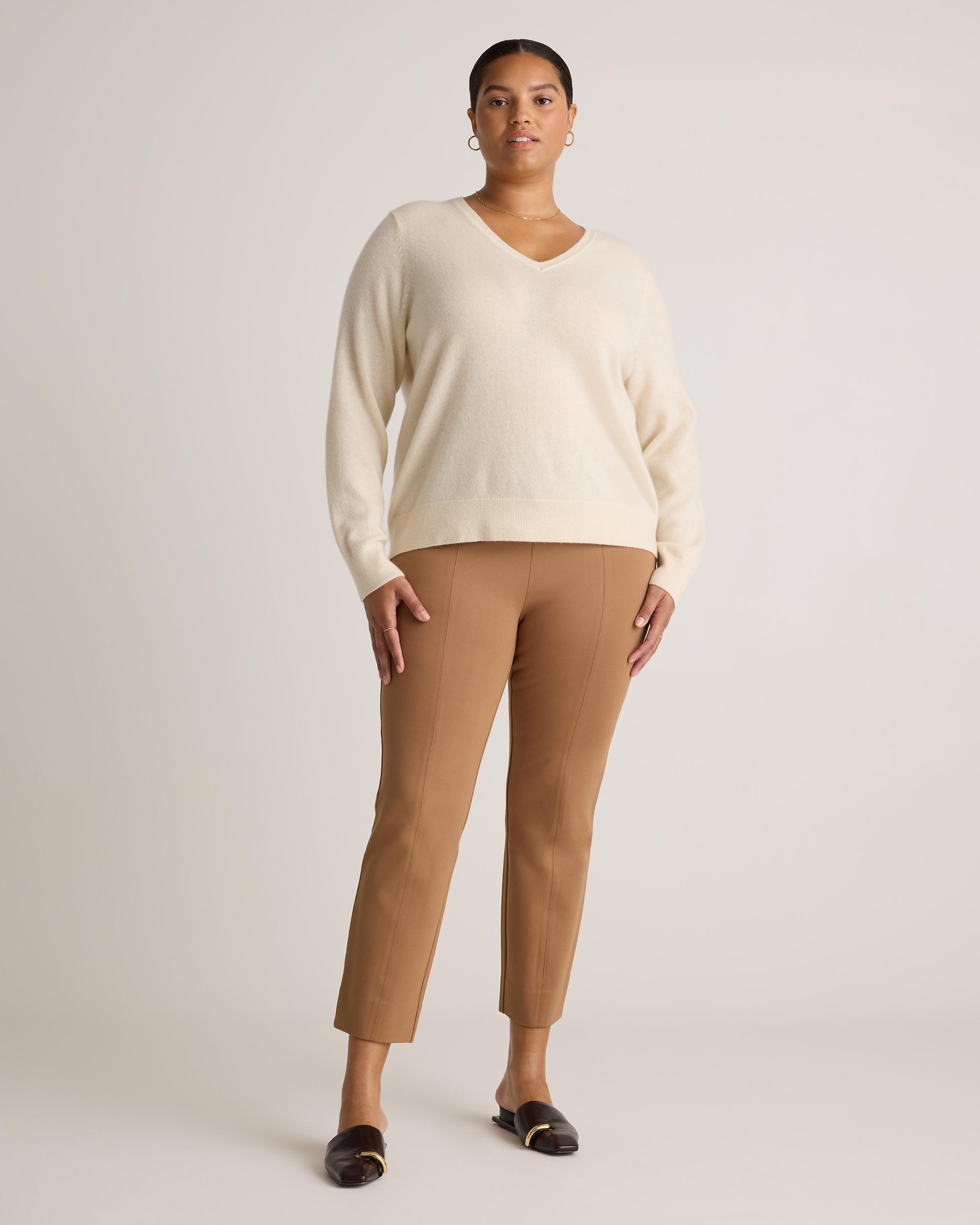 Quince | Women's Ultra-Stretch Ponte Pintuck Ankle Pants Rayon Product Image