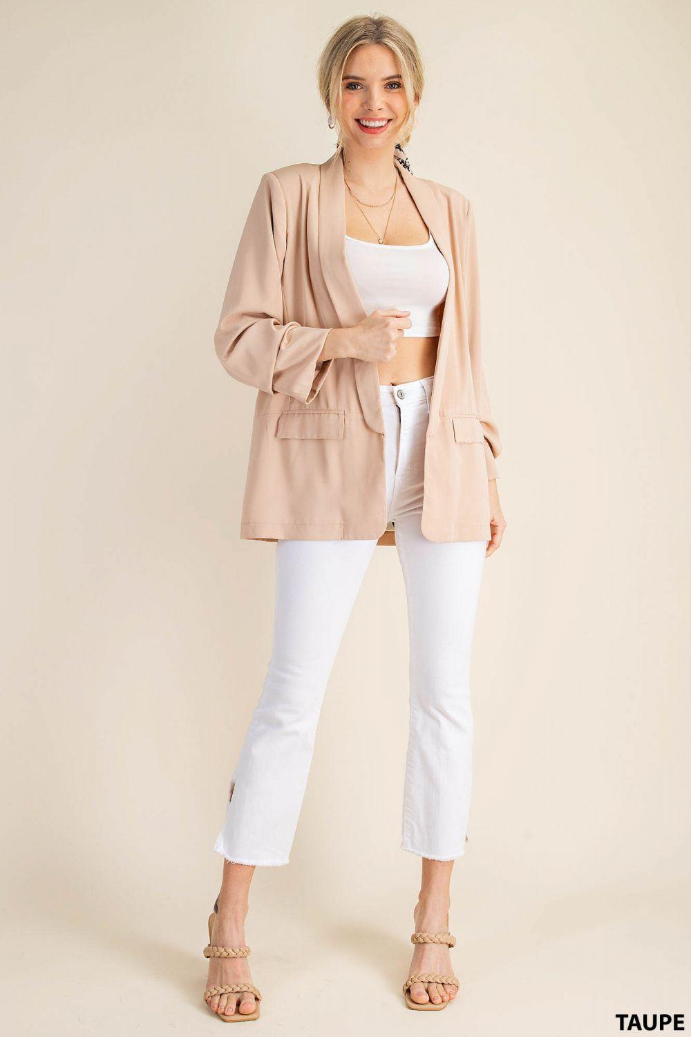 5524   Traci Ruched Sleeve Lined Blazer - Reg & Plus! Product Image