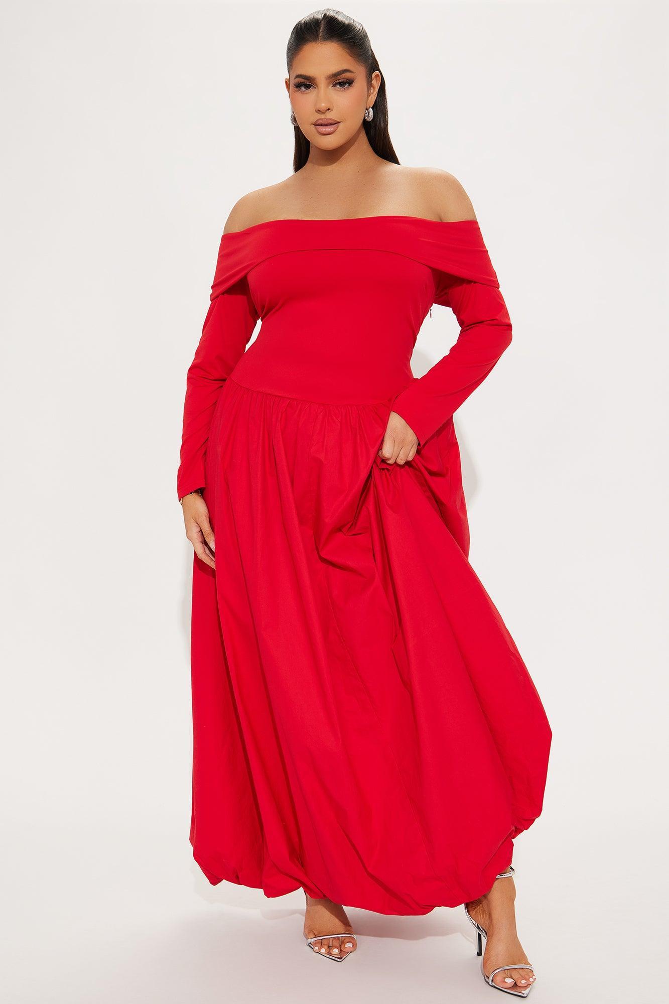 Melanie Poplin Maxi Dress - Red Product Image
