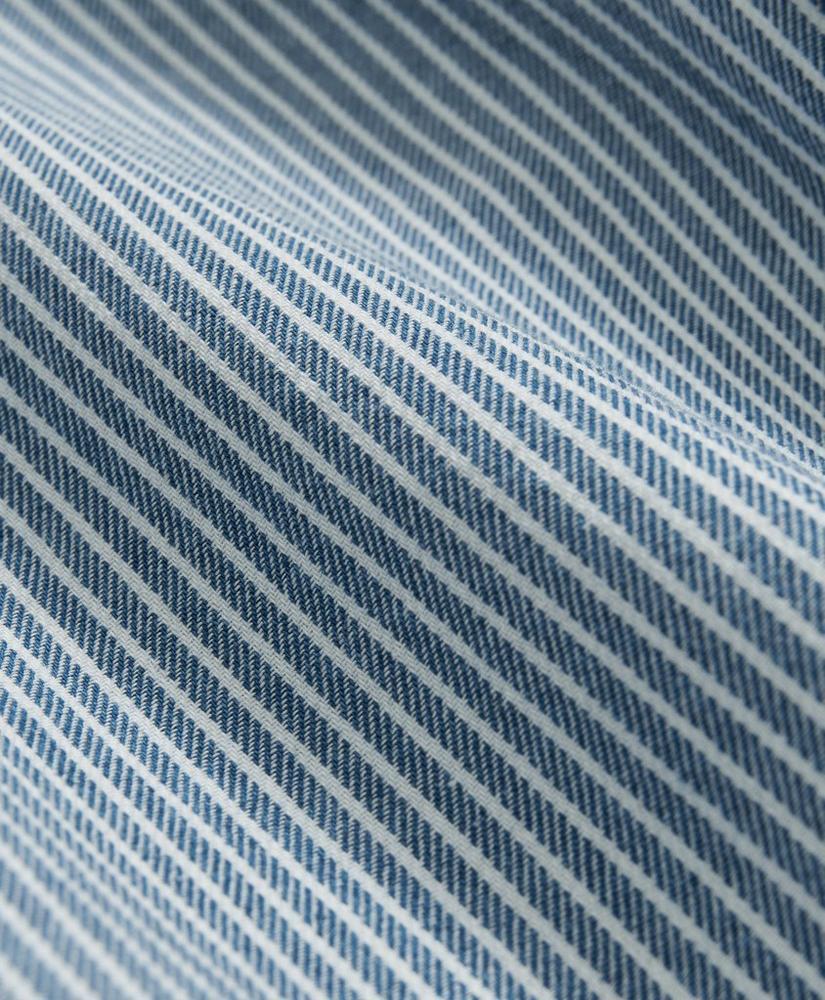 Denim Sport Shirt in Garment-Washed Indigo-Stripe Cotton Product Image