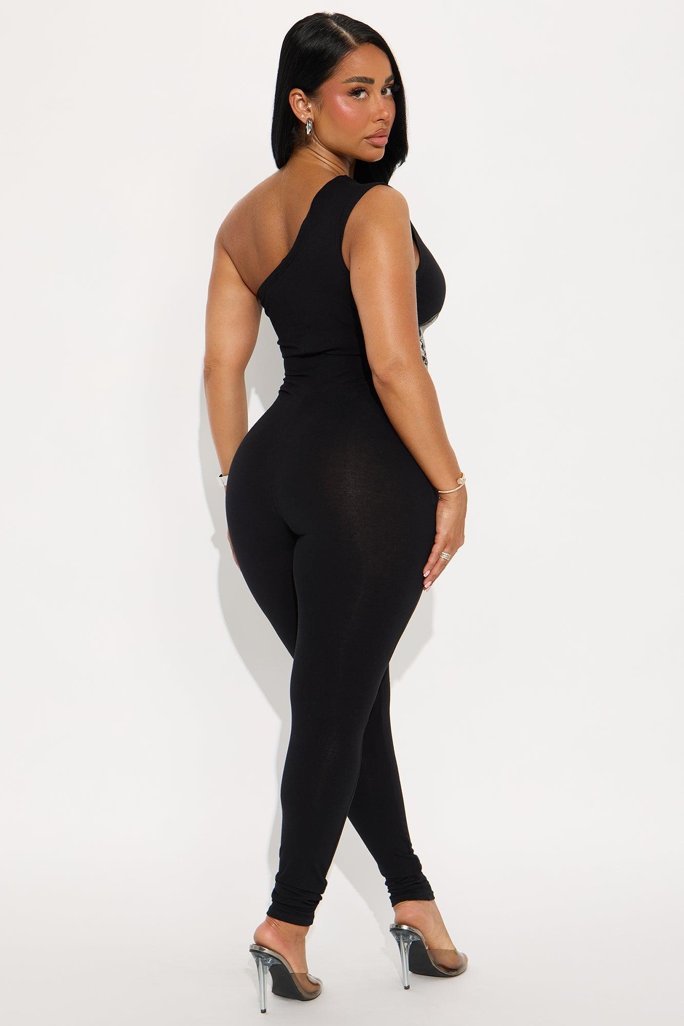 Cool Chic One Shoulder Jumpsuit - Black Product Image