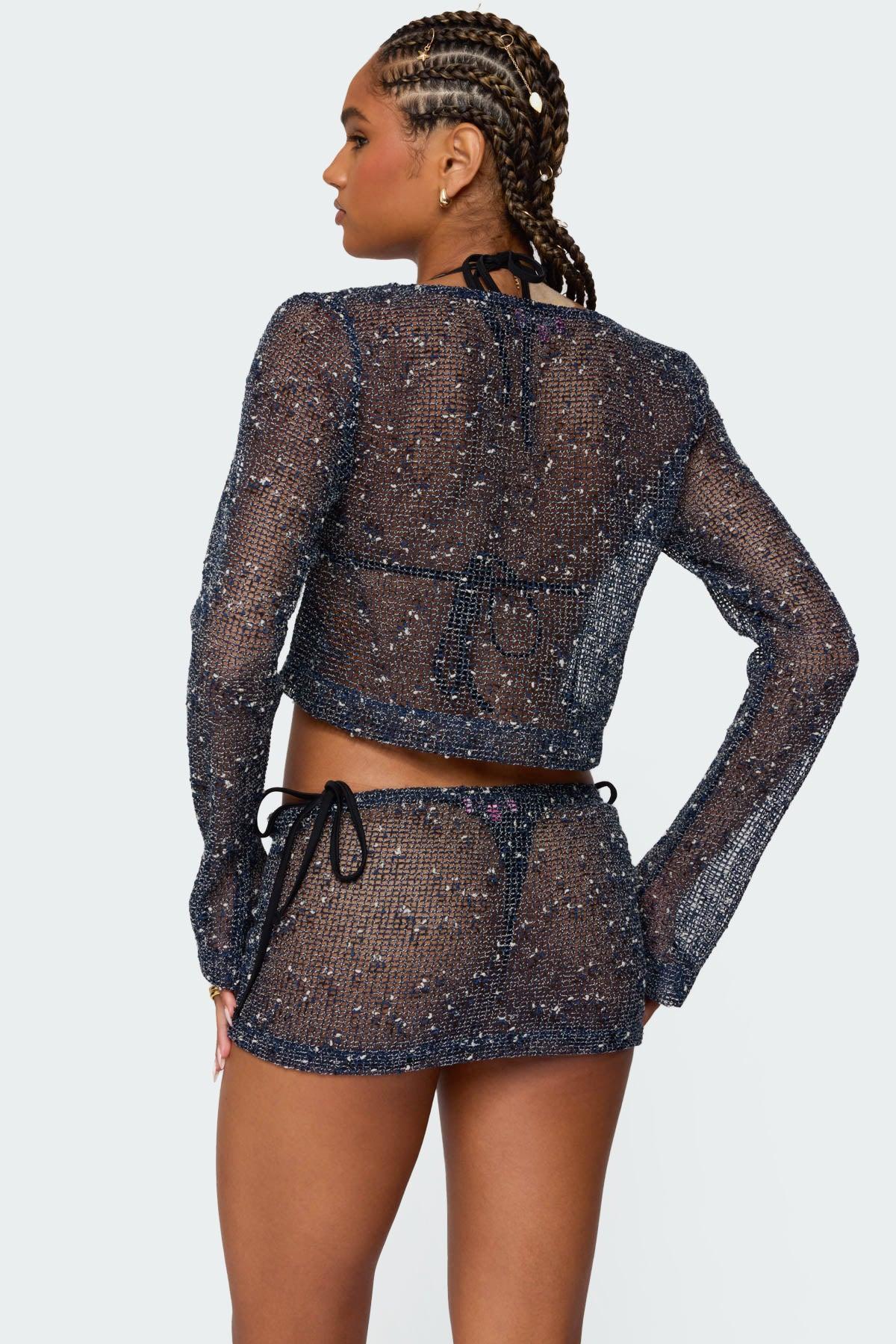 Idra Crochet Net Mini Skirt Product Image