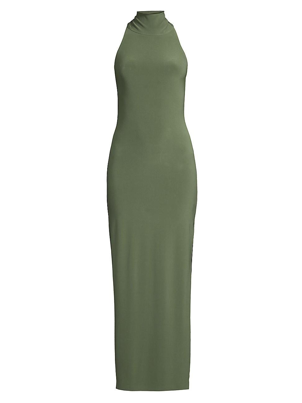 Halter Turtle Side Slit Gown Norma Kamali Product Image