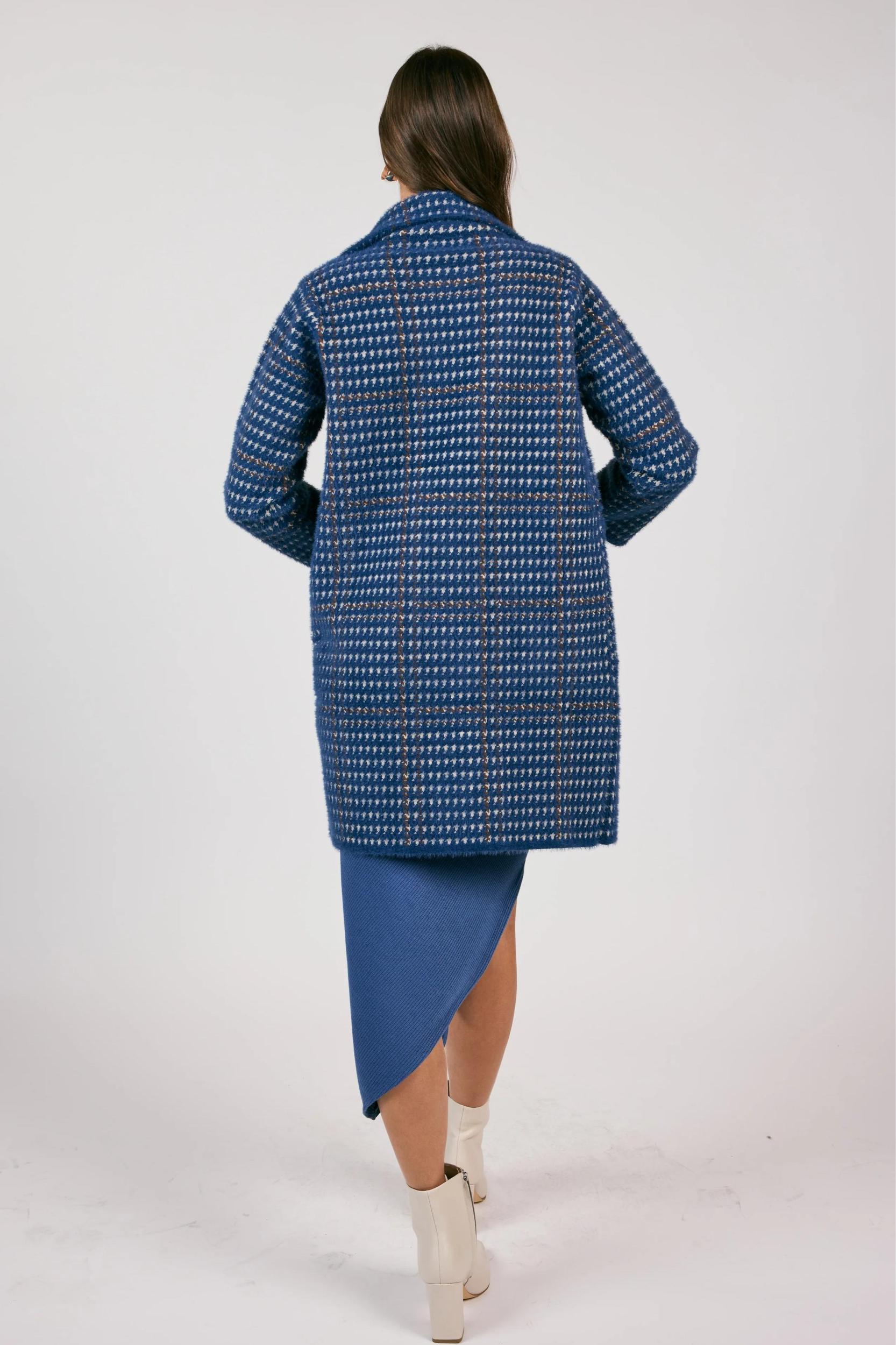 Marceau Houndstooth Coat- Blue/Multi Product Image