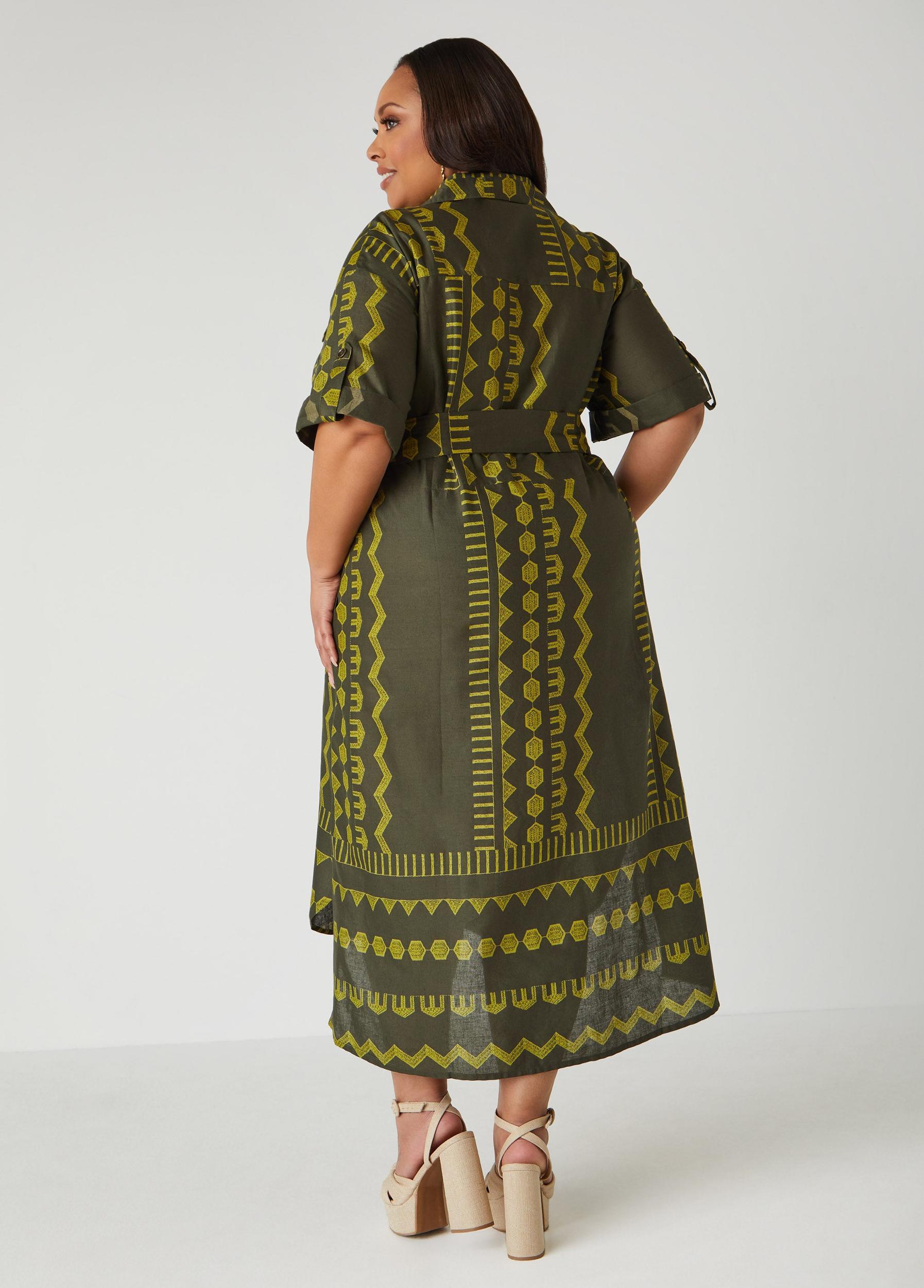 Printed Linen Blend Shirtdress Product Image