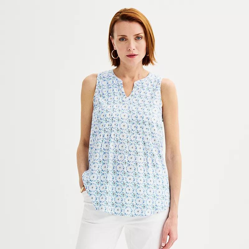 Women's Croft & Barrow® Pintuck Sleeveless Shell Top, Size: Medium, Red Fun Anchor Product Image