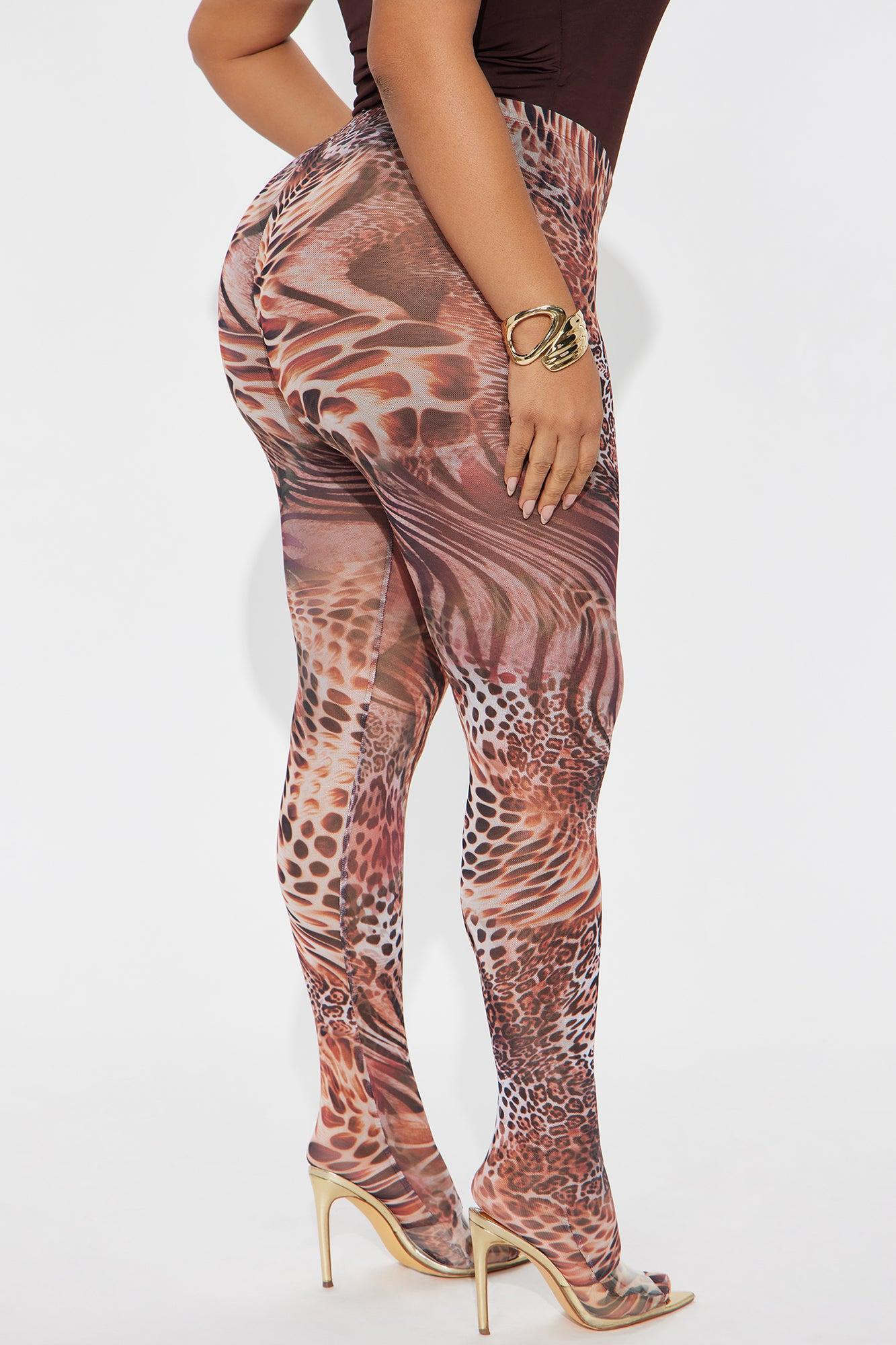 Fierce Attitude Leopard Mesh Footed Legging - Leopard Product Image