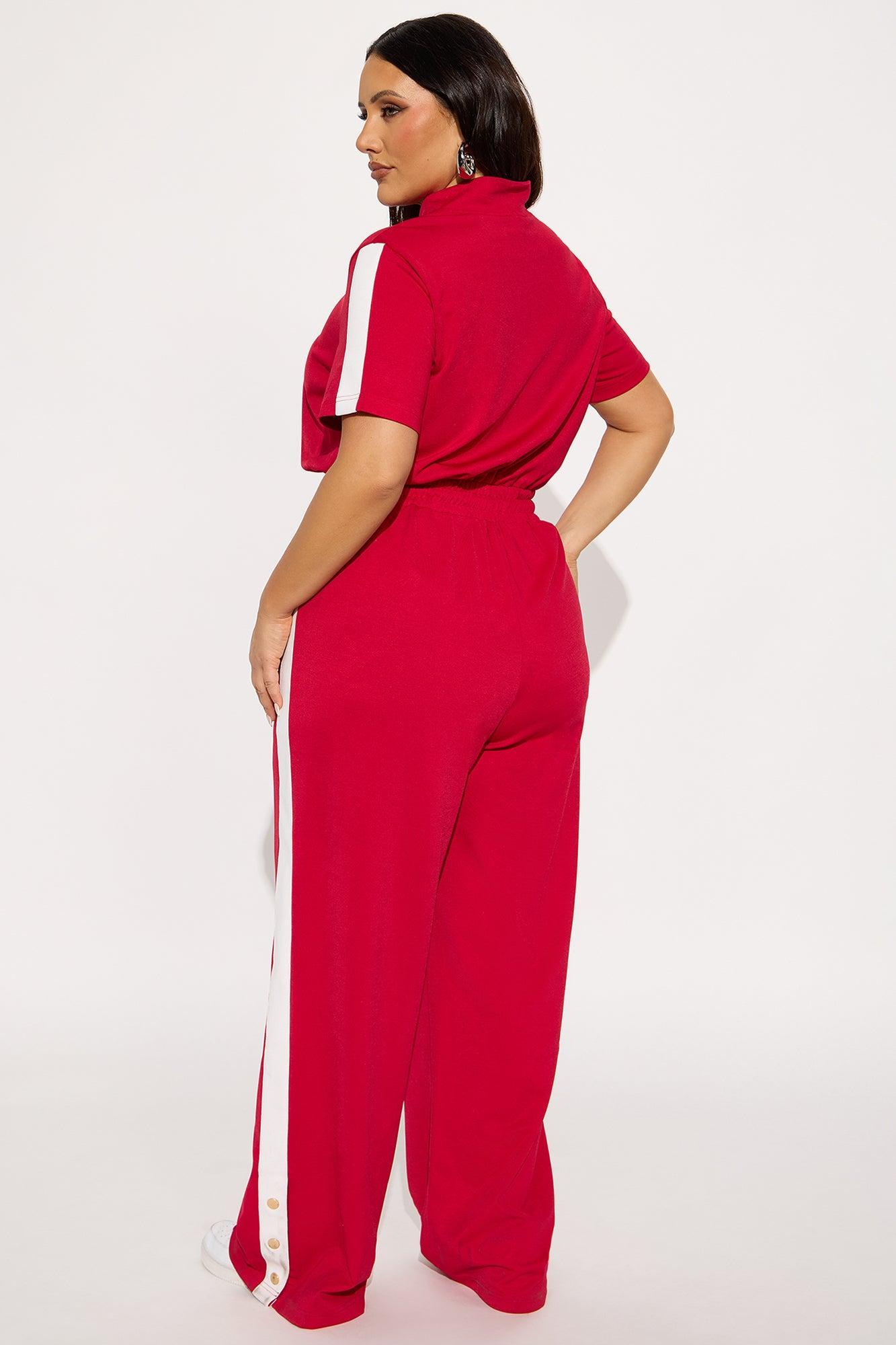 Lianna Short Sleeve Jumpsuit - Red Product Image